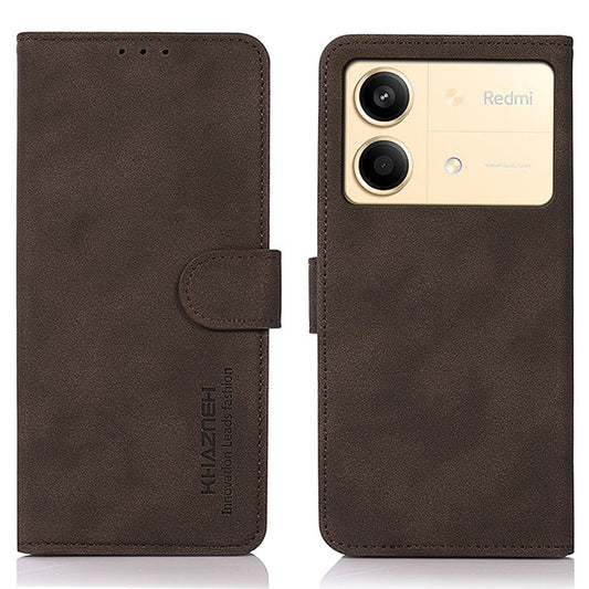 KHAZNEH For Xiaomi Redmi Note 13R Pro 5G Case TPU+PU Leather Wallet Stand Phone Cover - Brown