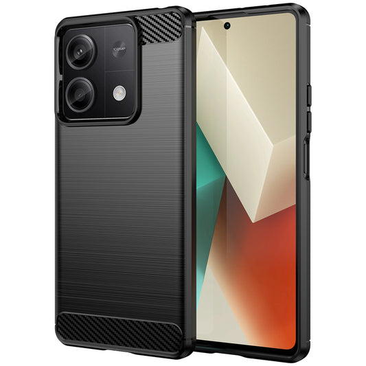 For Xiaomi Redmi Note 13 5G Cell Phone Shell Case TPU Carbon Fiber Texture Shell Cover - Black