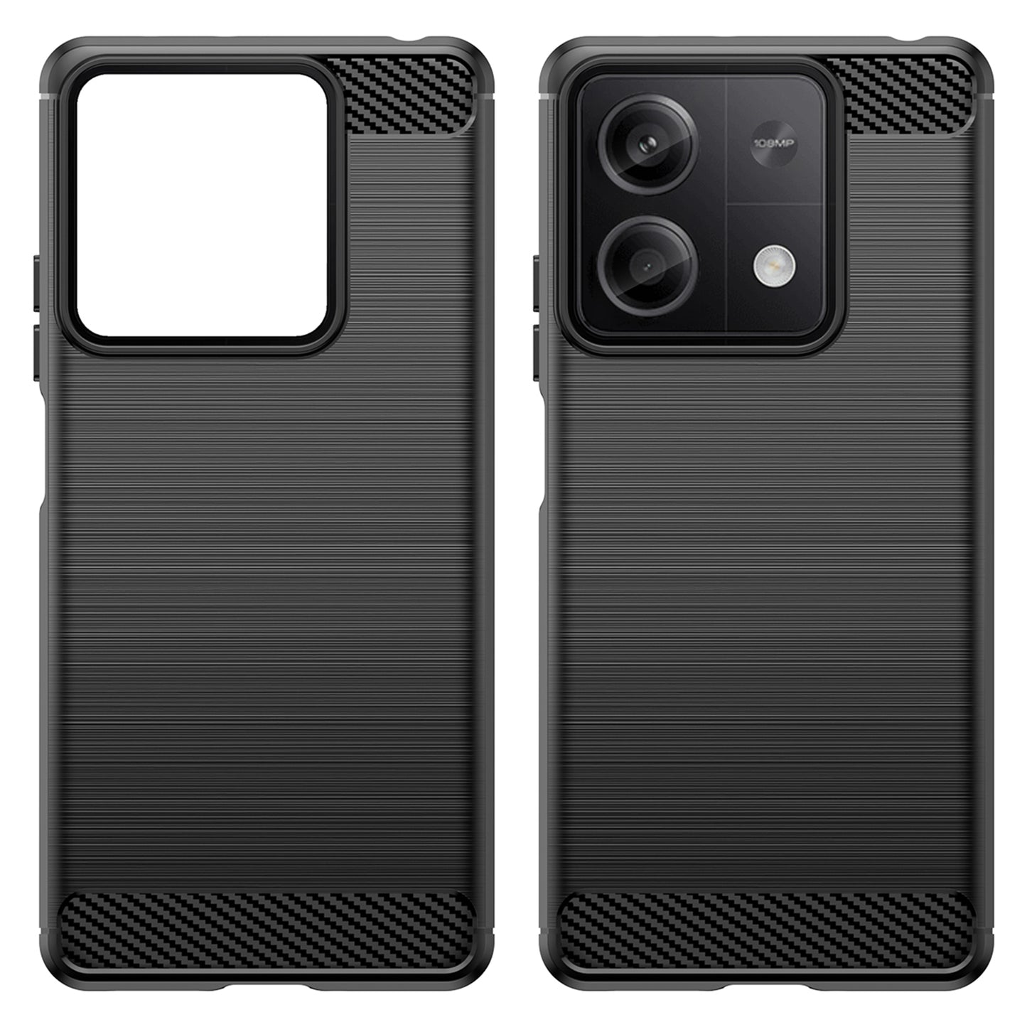 For Xiaomi Redmi Note 13 5G Cell Phone Shell Case TPU Carbon Fiber Texture Shell Cover - Black