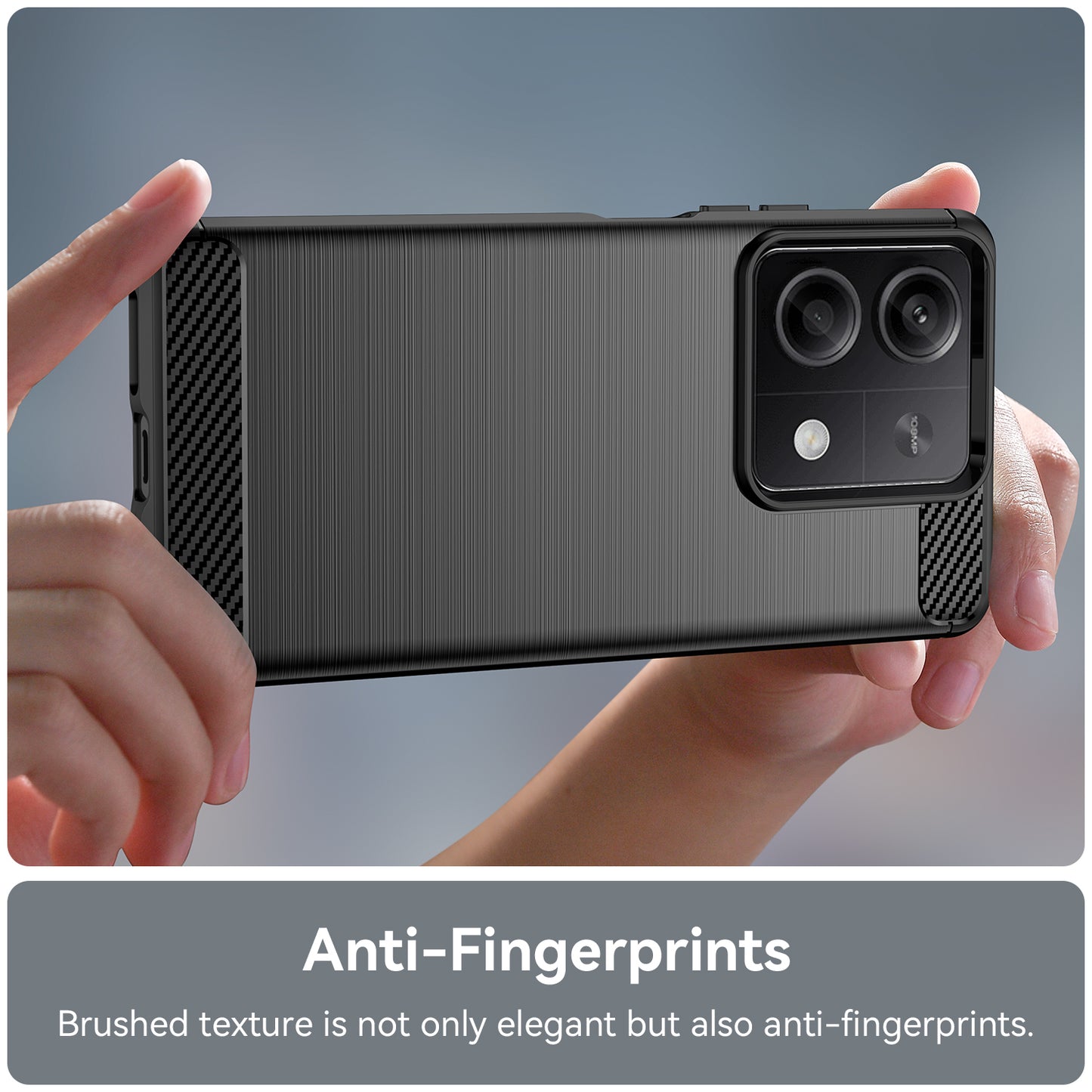 For Xiaomi Redmi Note 13 5G Cell Phone Shell Case TPU Carbon Fiber Texture Shell Cover - Black
