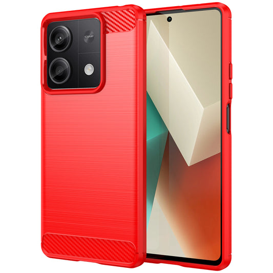For Xiaomi Redmi Note 13 5G Cell Phone Shell Case TPU Carbon Fiber Texture Shell Cover - Red