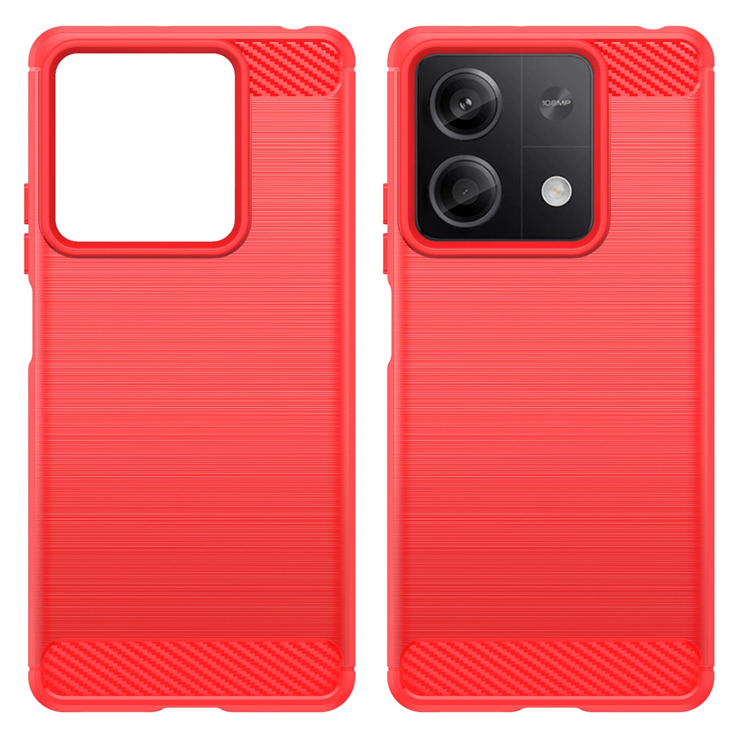 For Xiaomi Redmi Note 13 5G Cell Phone Shell Case TPU Carbon Fiber Texture Shell Cover - Red