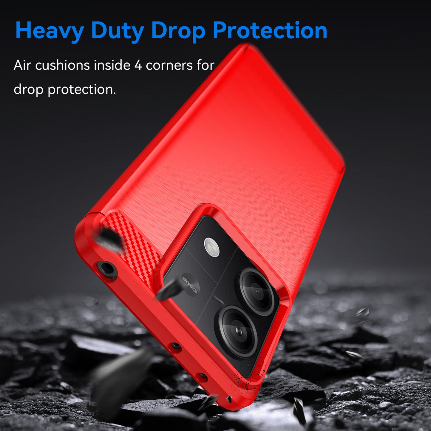 For Xiaomi Redmi Note 13 5G Cell Phone Shell Case TPU Carbon Fiber Texture Shell Cover - Red