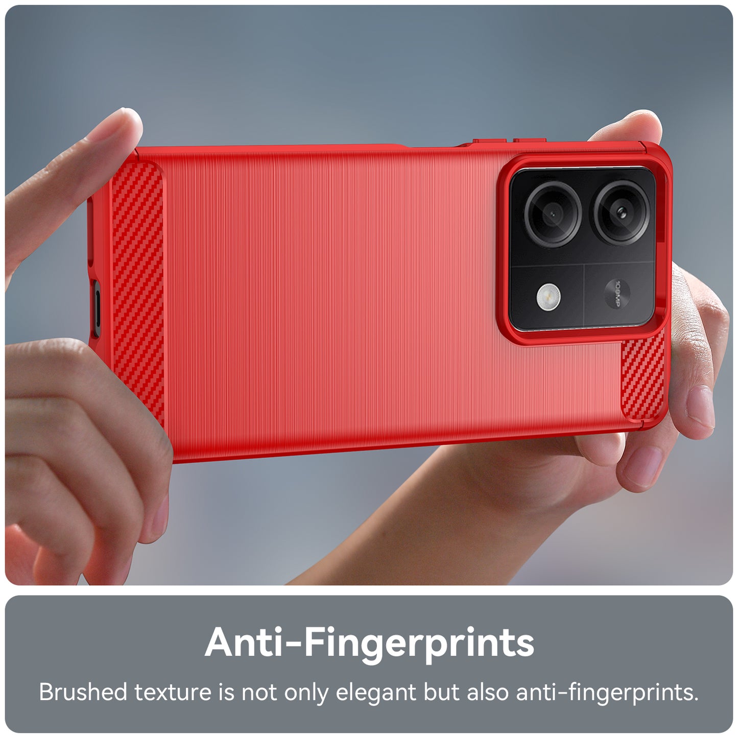 For Xiaomi Redmi Note 13 5G Cell Phone Shell Case TPU Carbon Fiber Texture Shell Cover - Red