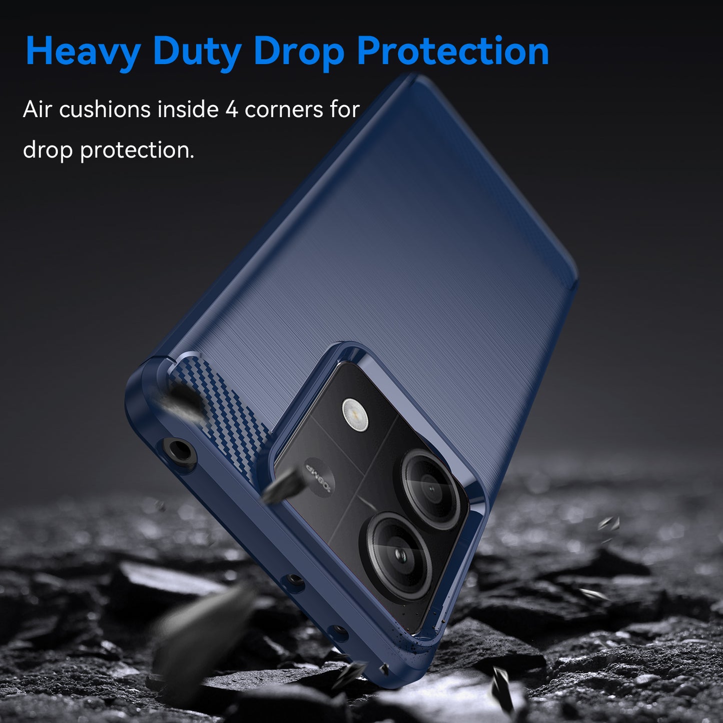 For Xiaomi Redmi Note 13 5G Cell Phone Shell Case TPU Carbon Fiber Texture Shell Cover - Blue