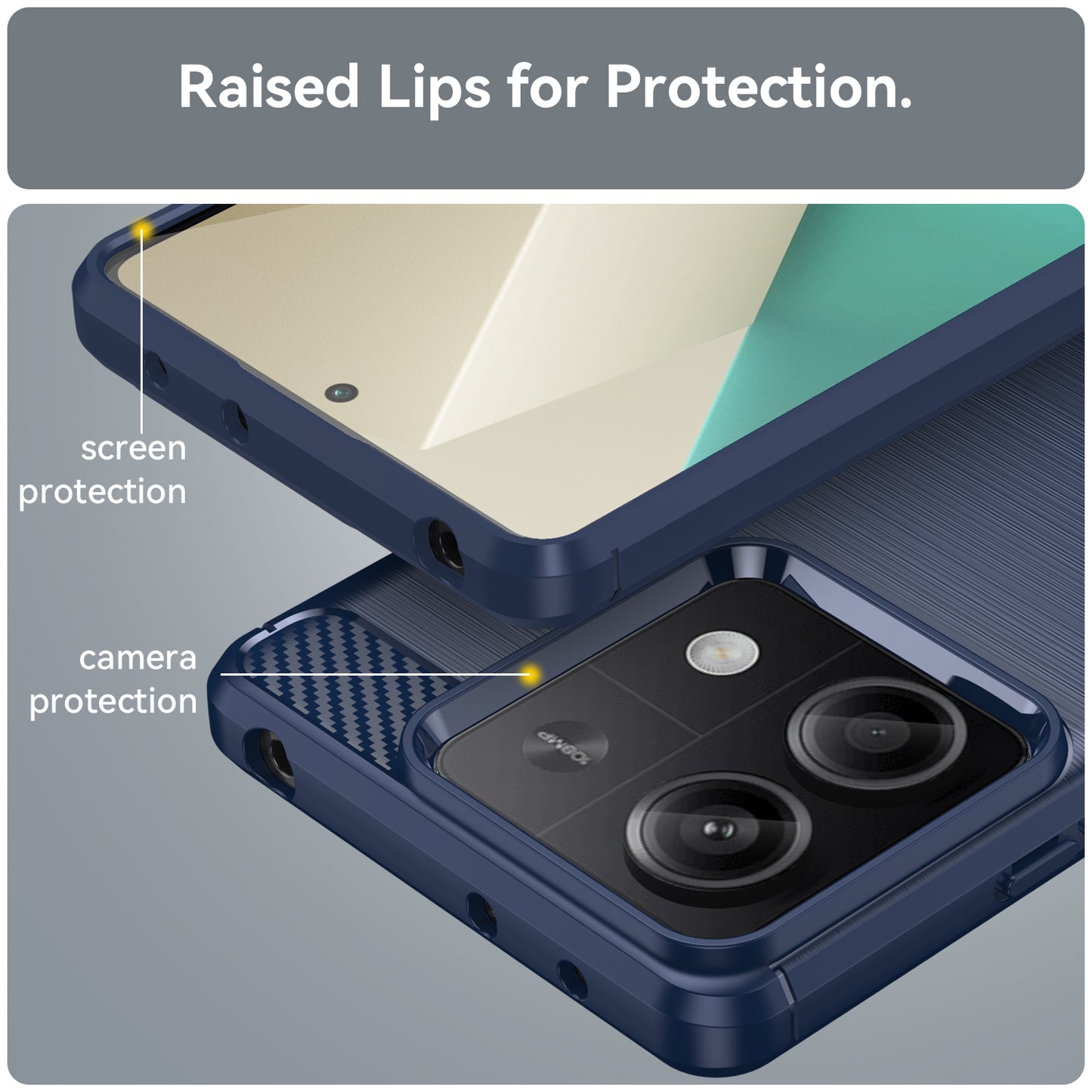 For Xiaomi Redmi Note 13 5G Cell Phone Shell Case TPU Carbon Fiber Texture Shell Cover - Blue