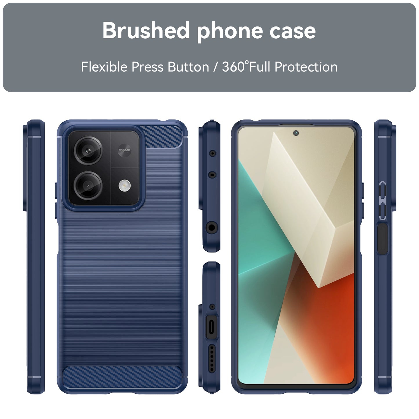 For Xiaomi Redmi Note 13 5G Cell Phone Shell Case TPU Carbon Fiber Texture Shell Cover - Blue