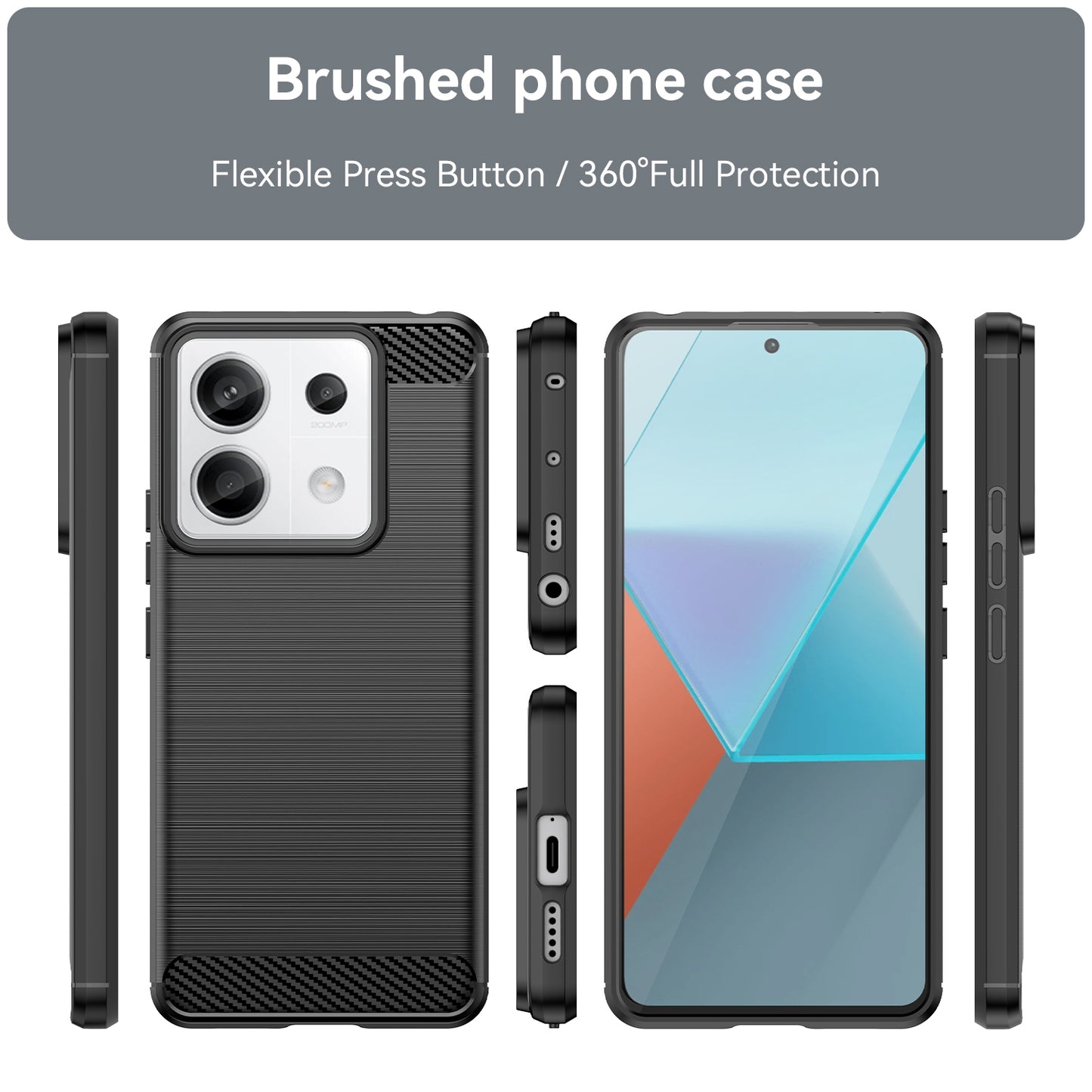 For Xiaomi Redmi Note 13 Pro 5G / Poco X6 5G TPU Cover Carbon Fiber Texture Cell Phone Case - Black
