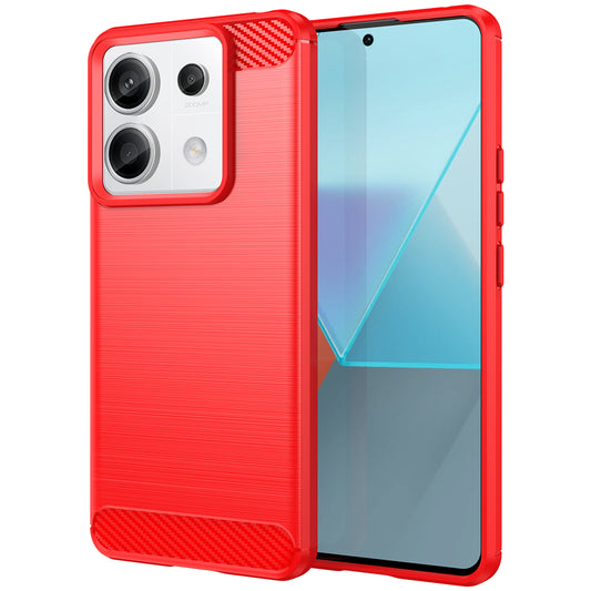 For Xiaomi Redmi Note 13 Pro 5G / Poco X6 5G TPU Cover Carbon Fiber Texture Cell Phone Case - Red