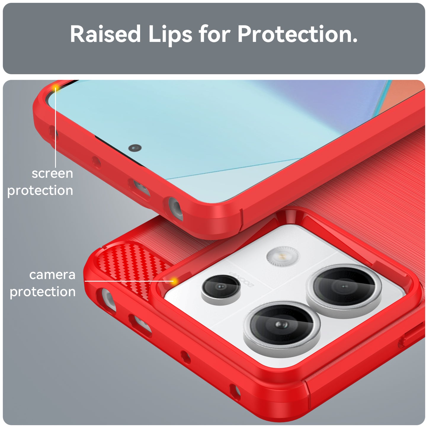 For Xiaomi Redmi Note 13 Pro 5G / Poco X6 5G TPU Cover Carbon Fiber Texture Cell Phone Case - Red