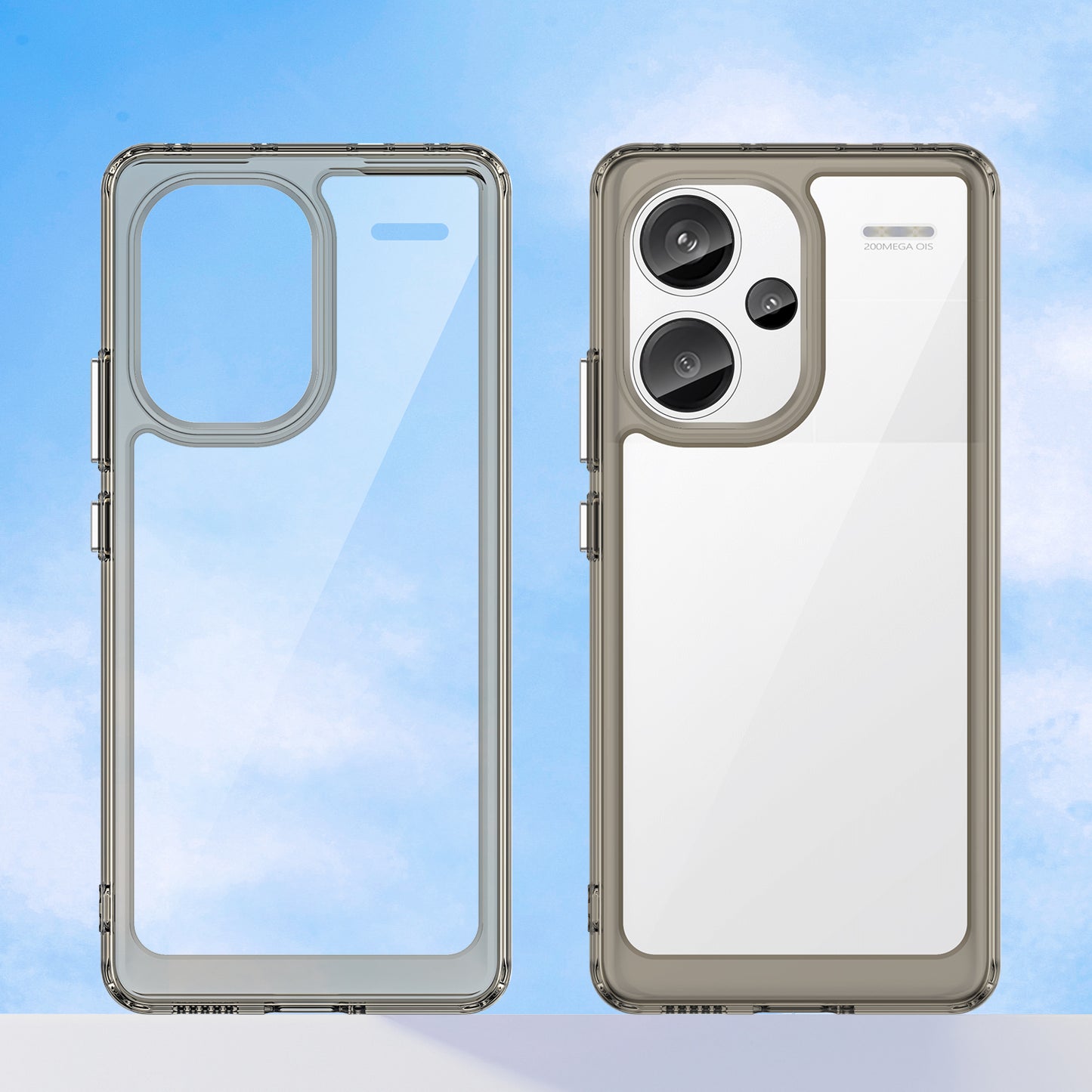 For Xiaomi Redmi Note 13 Pro+ 5G Phone Case TPU + Acrylic Cover Colorful Frame - Transparent Grey
