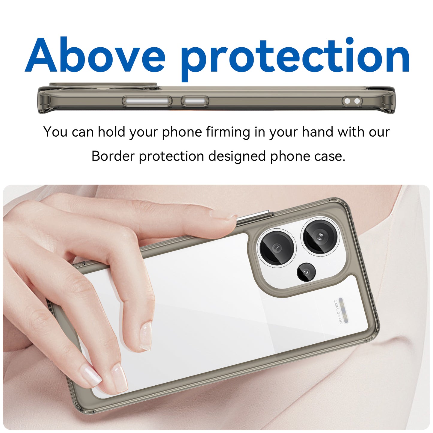 For Xiaomi Redmi Note 13 Pro+ 5G Phone Case TPU + Acrylic Cover Colorful Frame - Transparent Grey