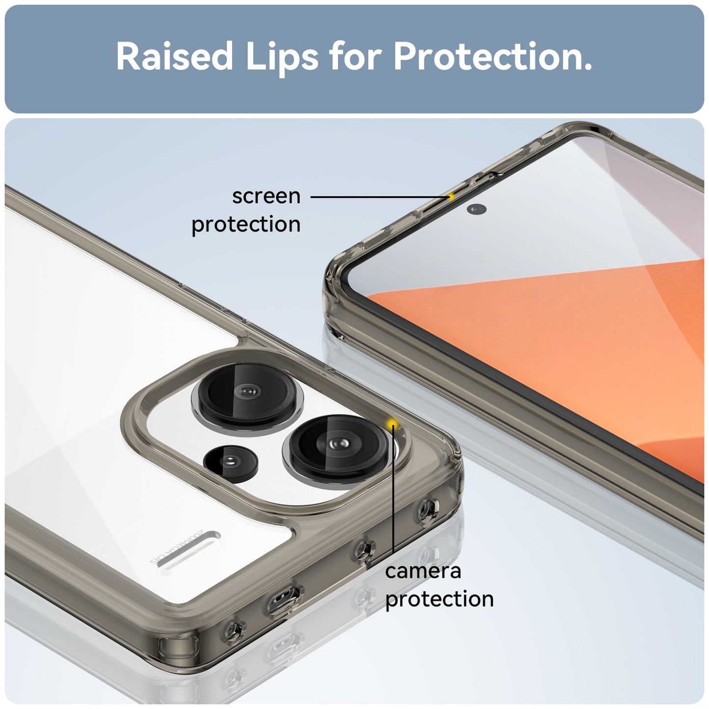 For Xiaomi Redmi Note 13 Pro+ 5G Phone Case TPU + Acrylic Cover Colorful Frame - Transparent Grey