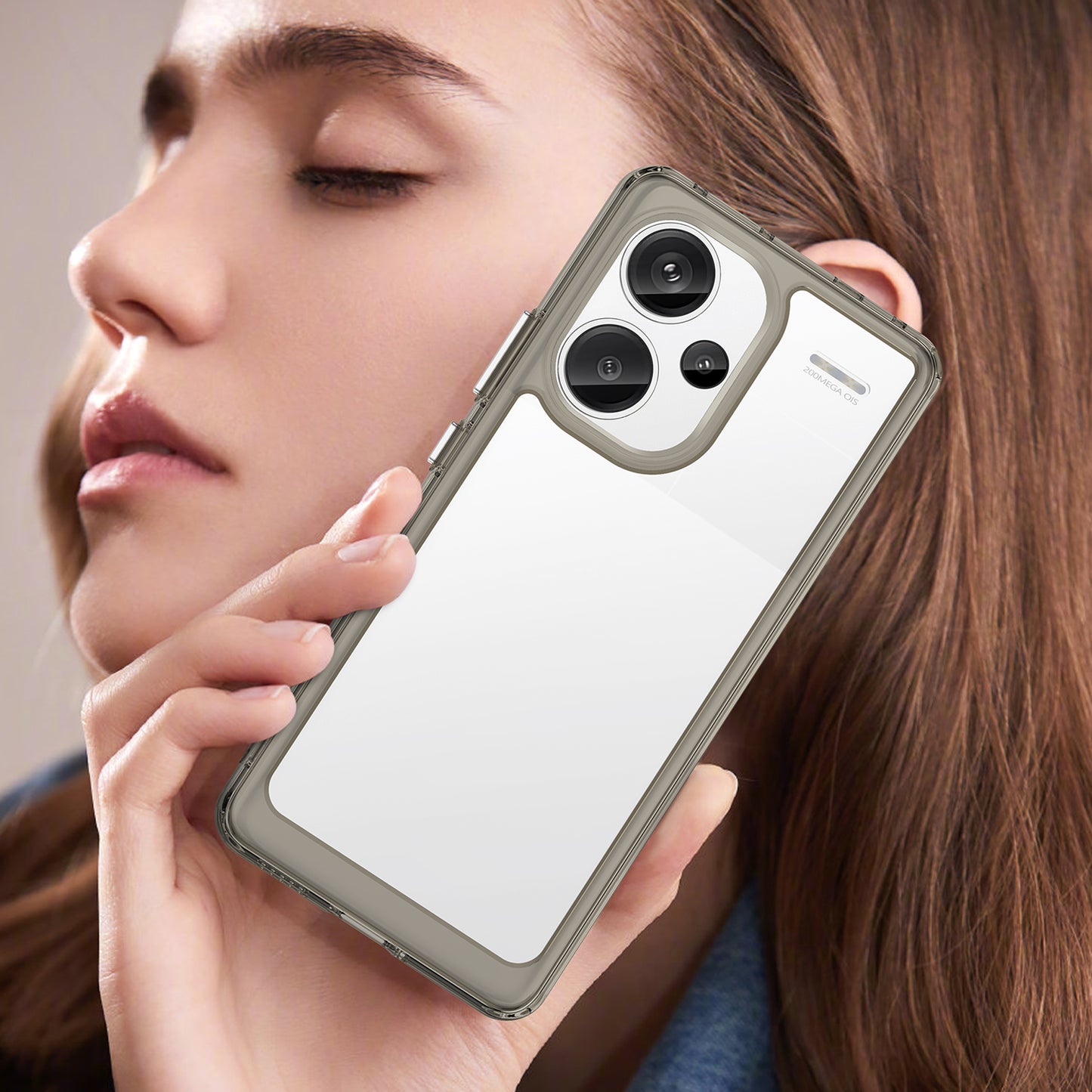 For Xiaomi Redmi Note 13 Pro+ 5G Phone Case TPU + Acrylic Cover Colorful Frame - Transparent Grey