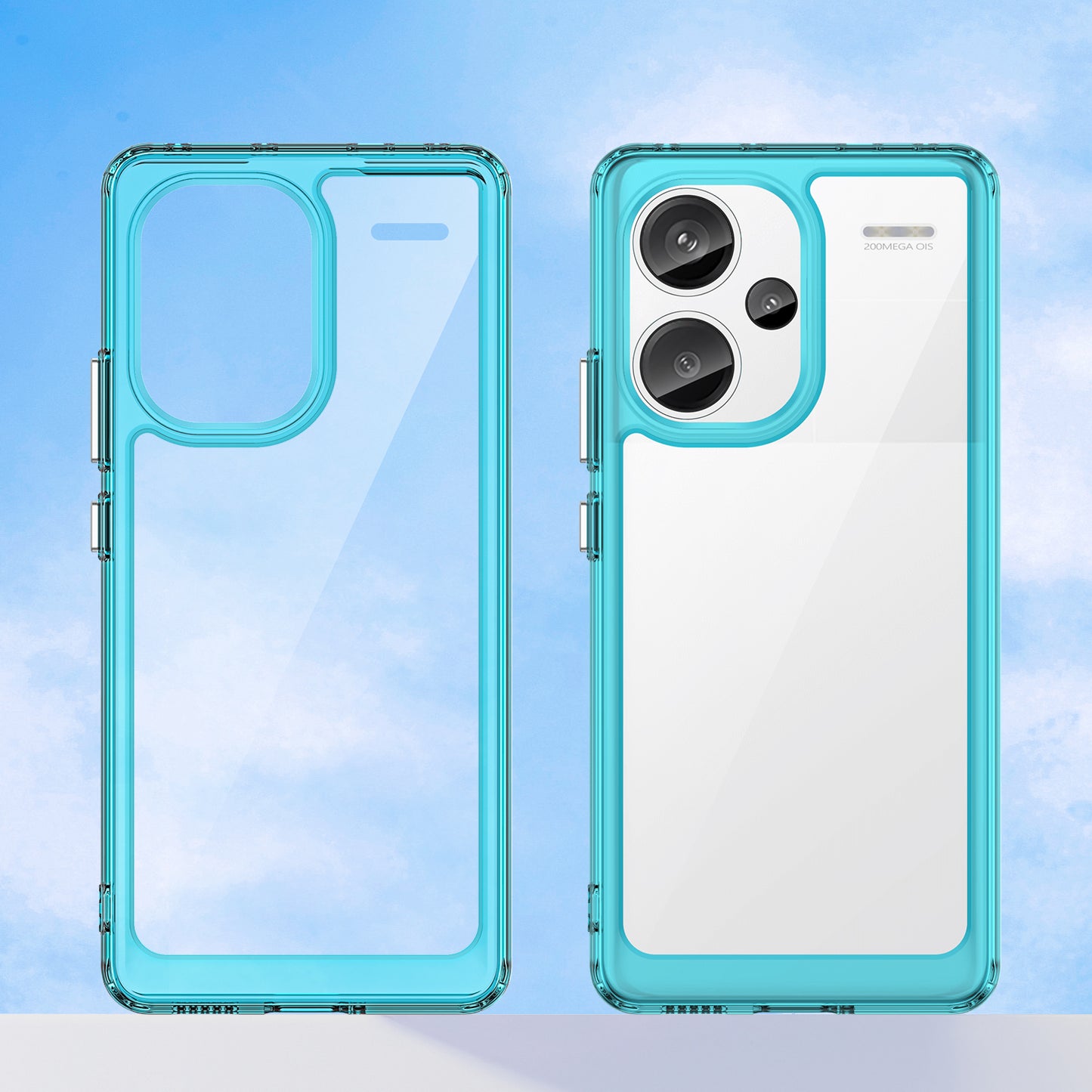For Xiaomi Redmi Note 13 Pro+ 5G Phone Case TPU + Acrylic Cover Colorful Frame - Transparent Blue