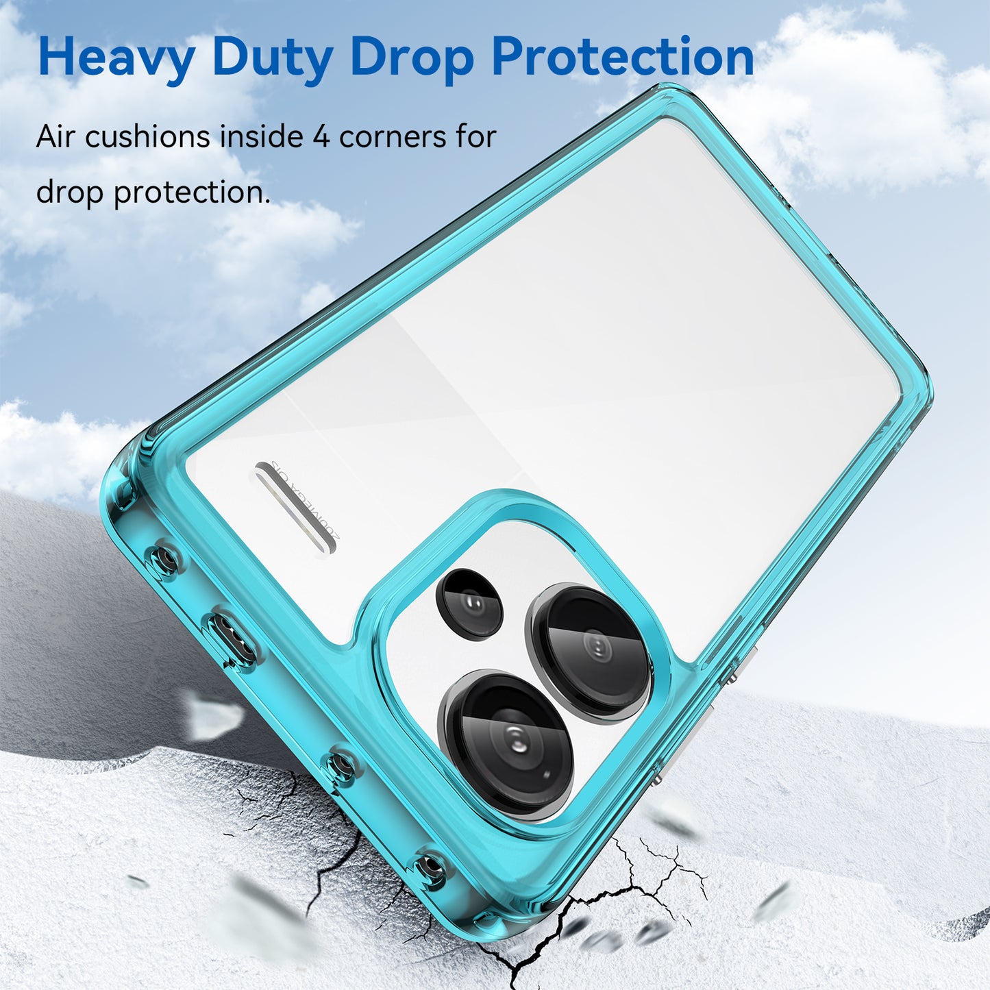 For Xiaomi Redmi Note 13 Pro+ 5G Phone Case TPU + Acrylic Cover Colorful Frame - Transparent Blue