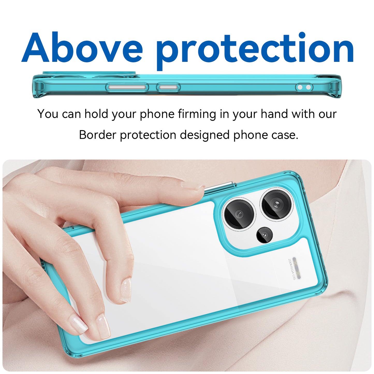 For Xiaomi Redmi Note 13 Pro+ 5G Phone Case TPU + Acrylic Cover Colorful Frame - Transparent Blue