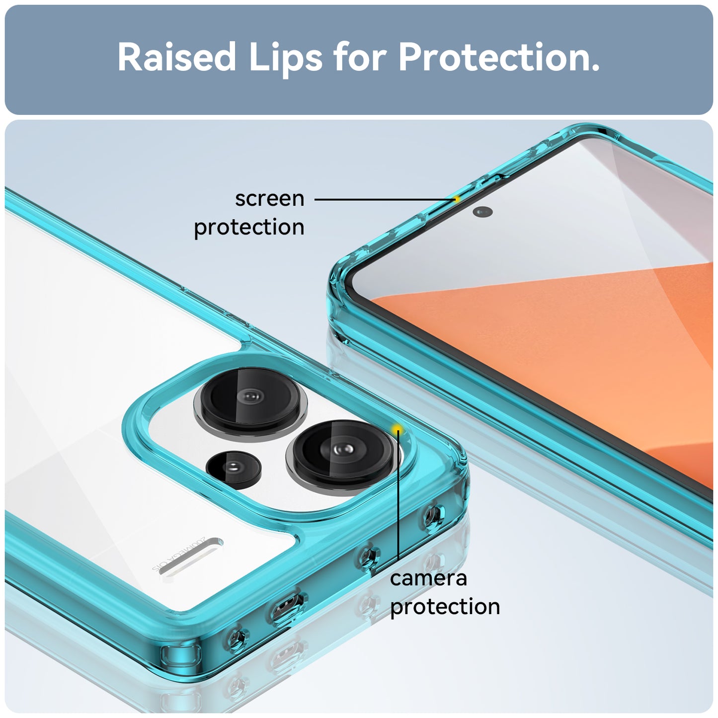 For Xiaomi Redmi Note 13 Pro+ 5G Phone Case TPU + Acrylic Cover Colorful Frame - Transparent Blue