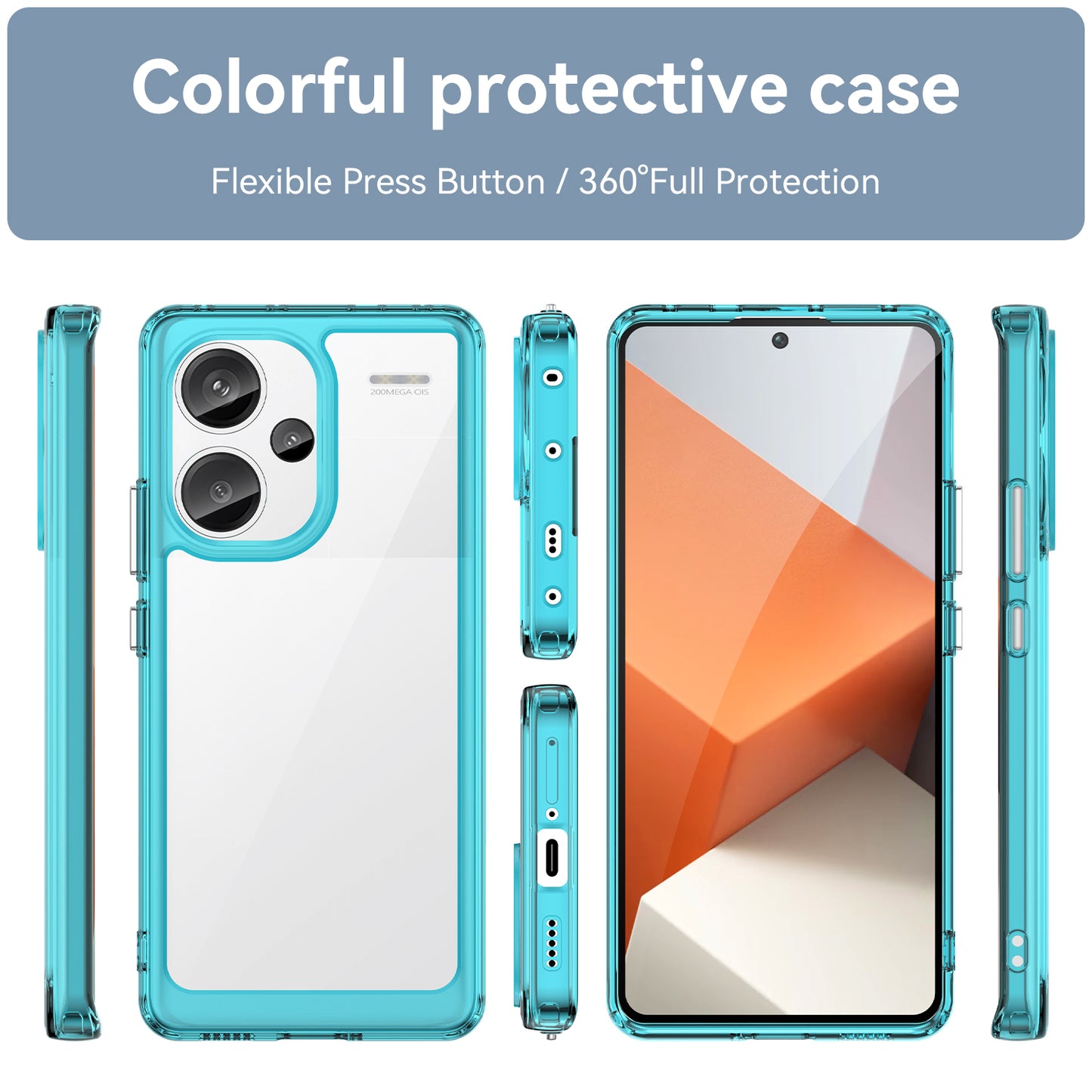 For Xiaomi Redmi Note 13 Pro+ 5G Phone Case TPU + Acrylic Cover Colorful Frame - Transparent Blue