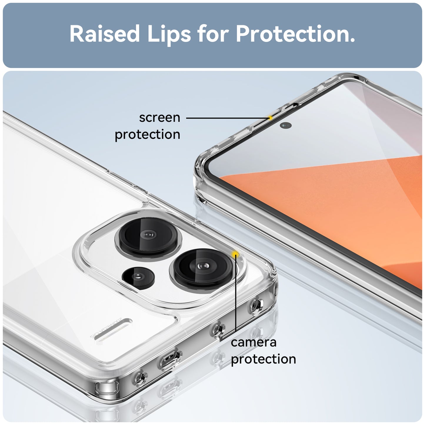 For Xiaomi Redmi Note 13 Pro+ 5G Phone Case TPU + Acrylic Cover Colorful Frame - Transparent