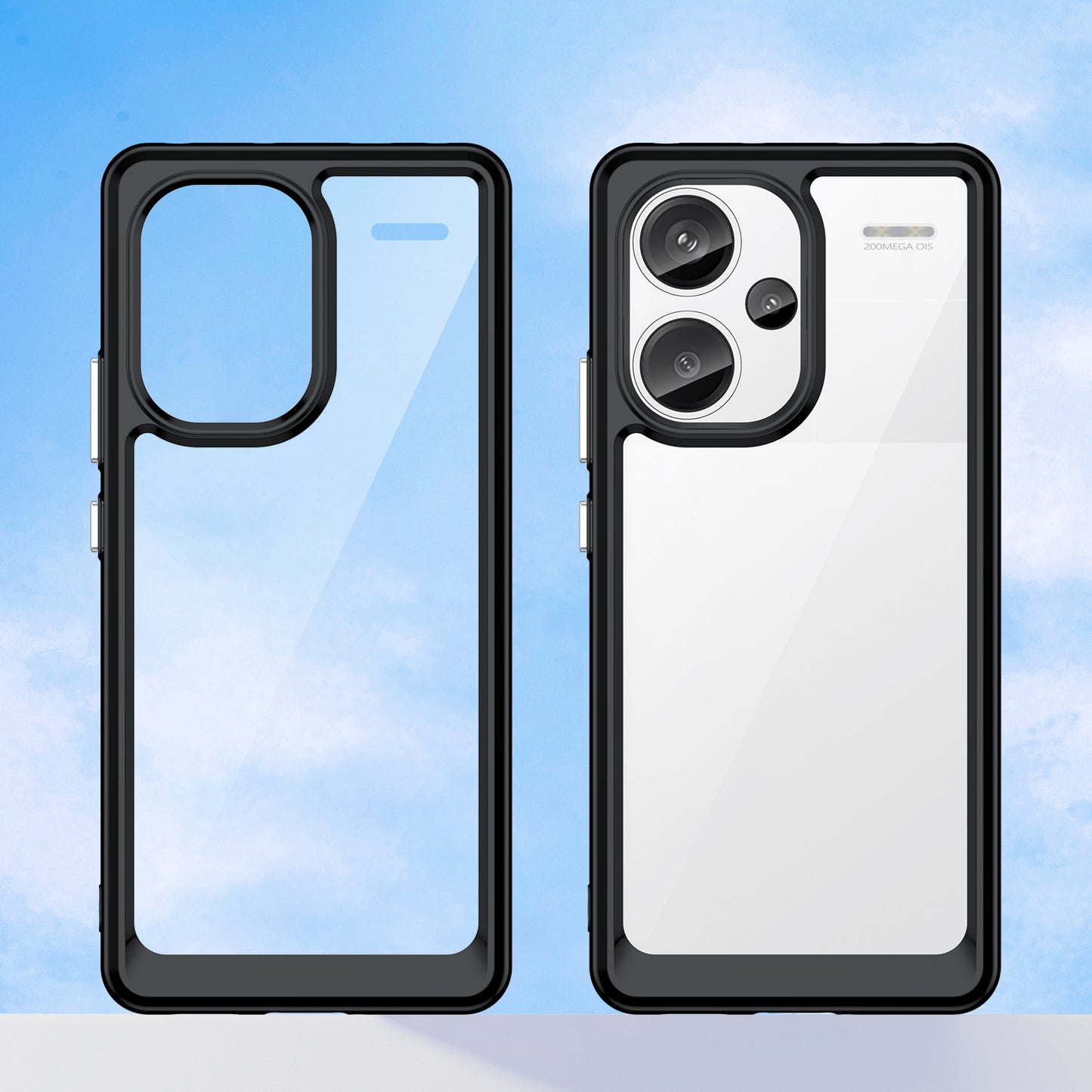 For Xiaomi Redmi Note 13 Pro+ 5G Phone Case TPU + Acrylic Cover Colorful Frame - Black