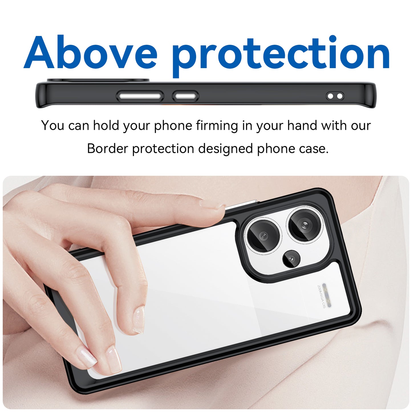 For Xiaomi Redmi Note 13 Pro+ 5G Phone Case TPU + Acrylic Cover Colorful Frame - Black