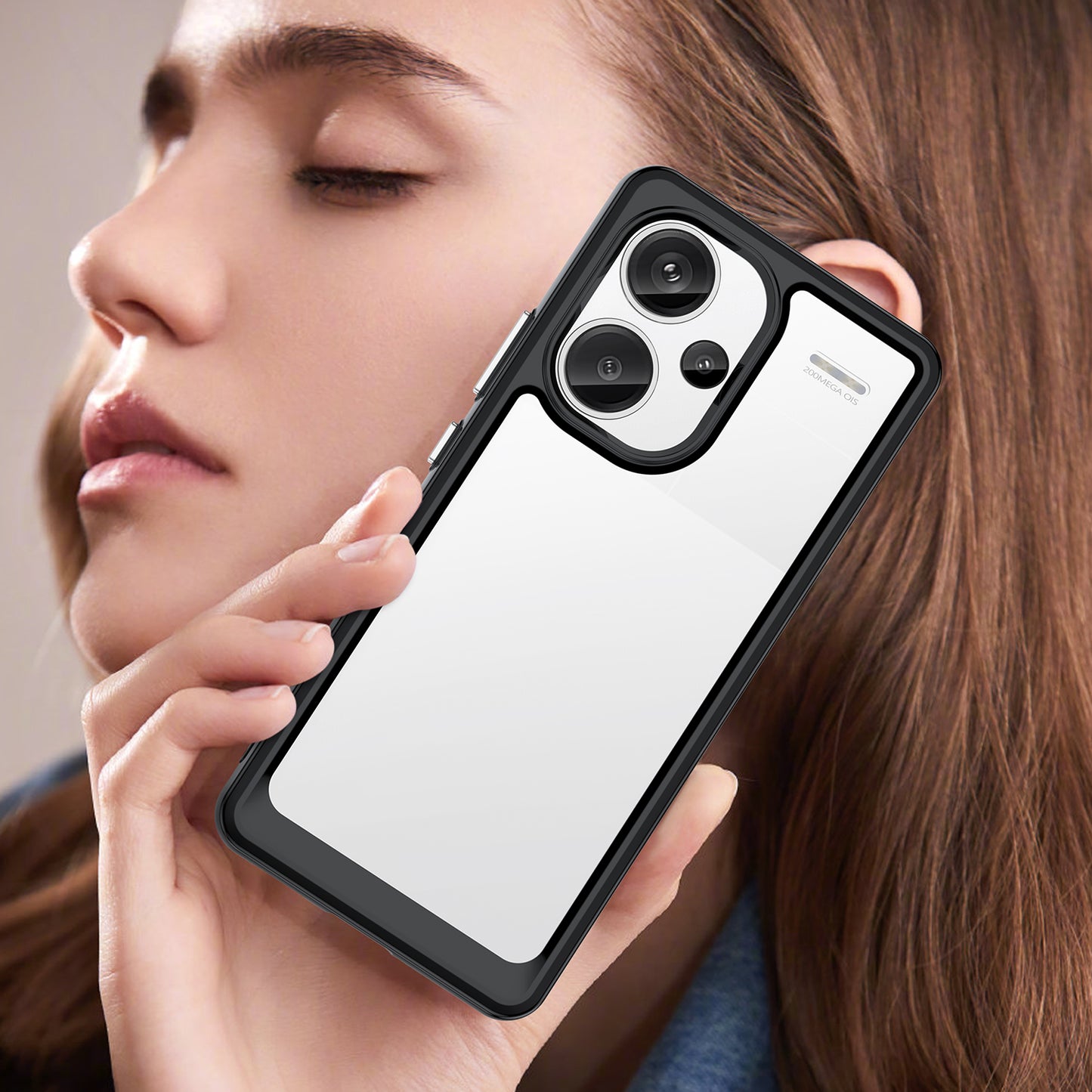 For Xiaomi Redmi Note 13 Pro+ 5G Phone Case TPU + Acrylic Cover Colorful Frame - Black
