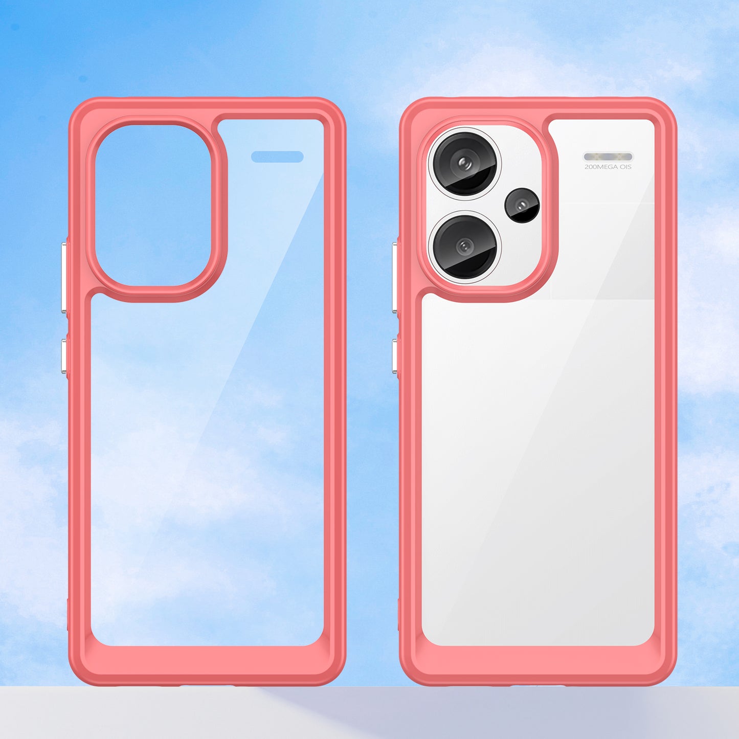 For Xiaomi Redmi Note 13 Pro+ 5G Phone Case TPU + Acrylic Cover Colorful Frame - Red
