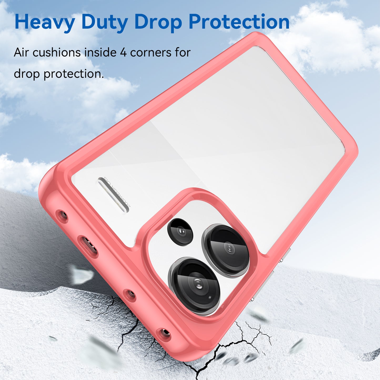For Xiaomi Redmi Note 13 Pro+ 5G Phone Case TPU + Acrylic Cover Colorful Frame - Red