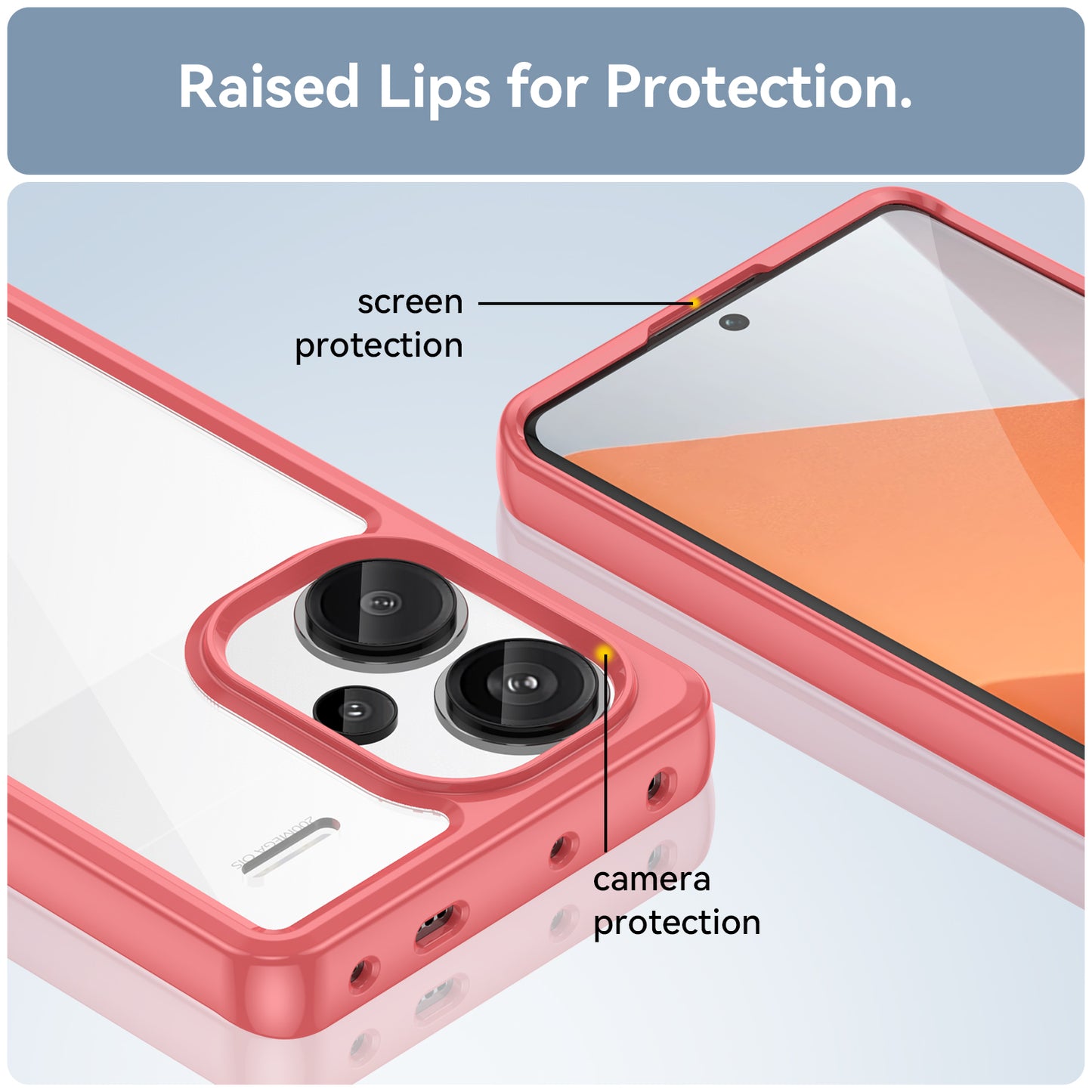For Xiaomi Redmi Note 13 Pro+ 5G Phone Case TPU + Acrylic Cover Colorful Frame - Red