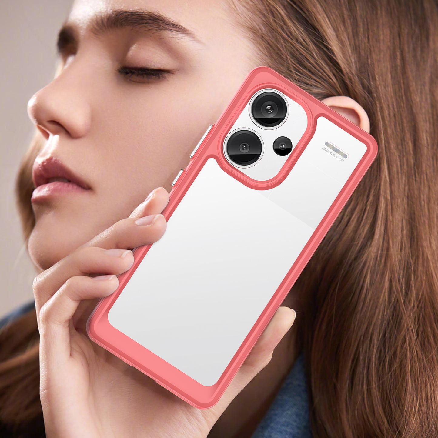 For Xiaomi Redmi Note 13 Pro+ 5G Phone Case TPU + Acrylic Cover Colorful Frame - Red