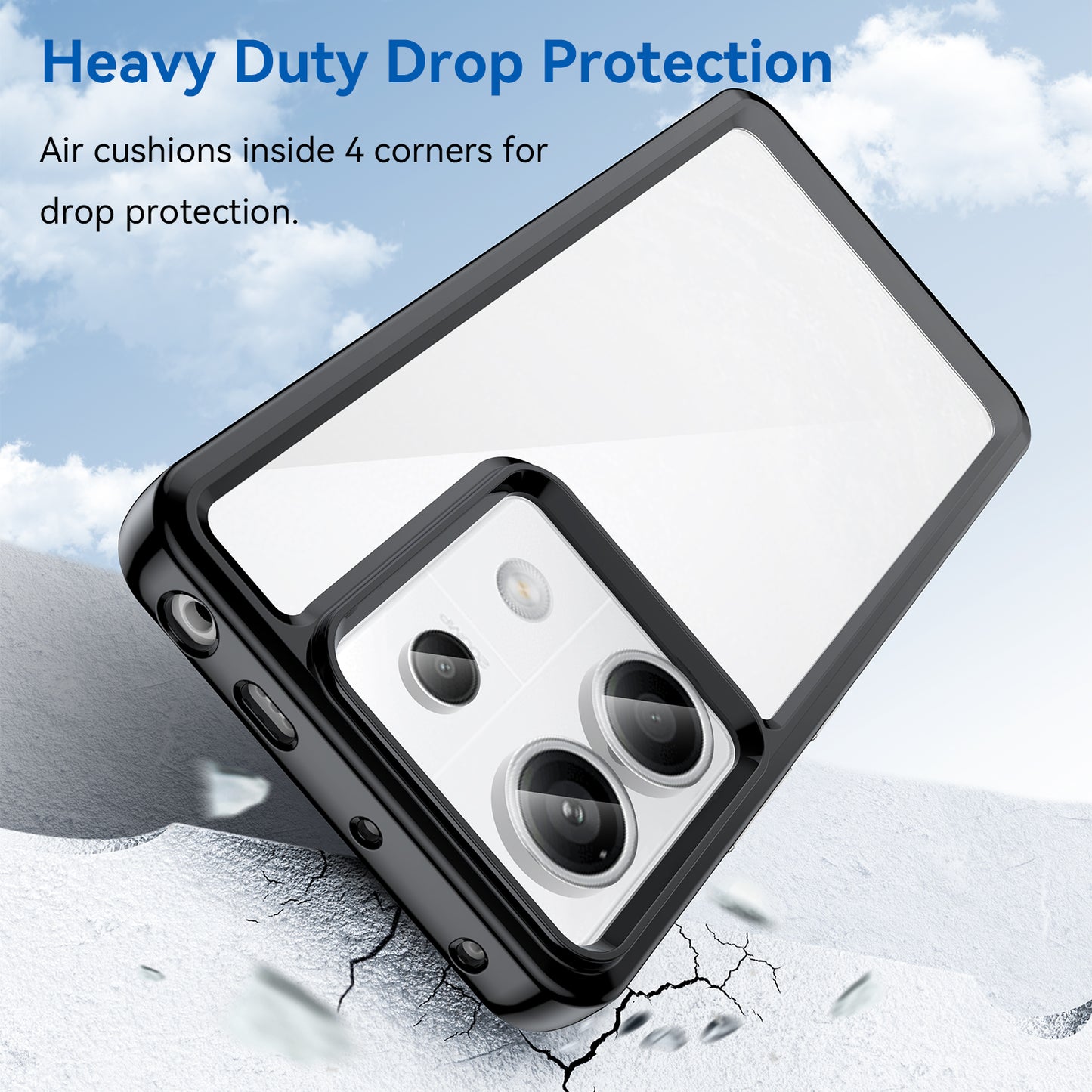 For Xiaomi Redmi Note 13 Pro 5G / Poco X6 5G Phone Case TPU+Acrylic Protective Cover - Black