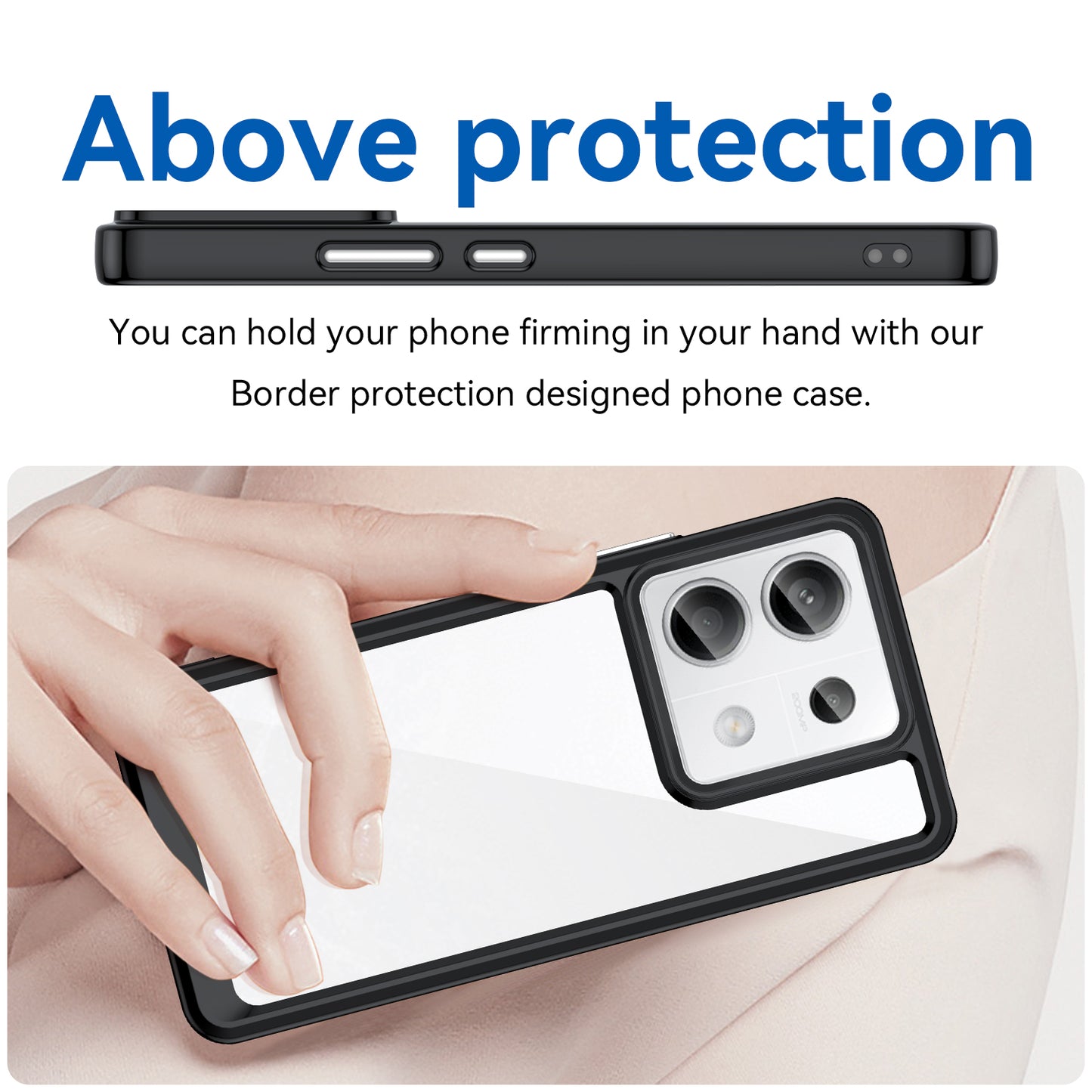 For Xiaomi Redmi Note 13 Pro 5G / Poco X6 5G Phone Case TPU+Acrylic Protective Cover - Black