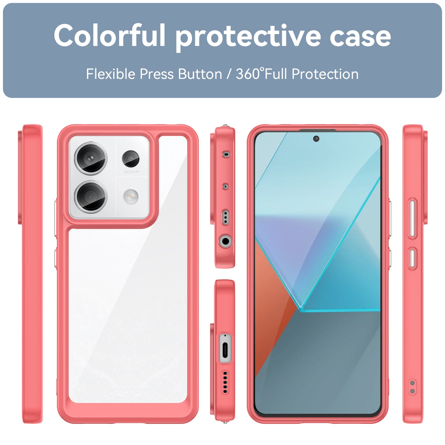 For Xiaomi Redmi Note 13 Pro 5G / Poco X6 5G Phone Case TPU+Acrylic Protective Cover - Red