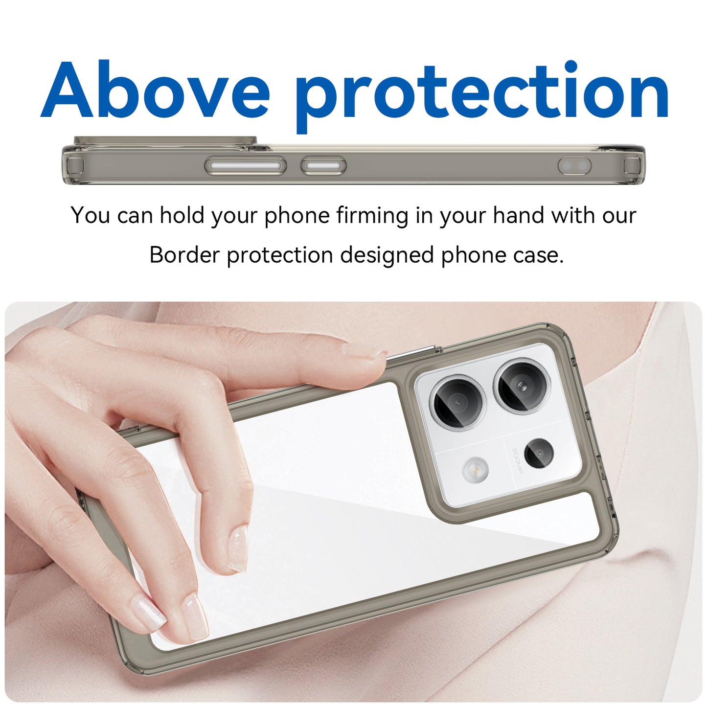For Xiaomi Redmi Note 13 Pro 5G / Poco X6 5G Phone Case TPU+Acrylic Protective Cover - Transparent Grey