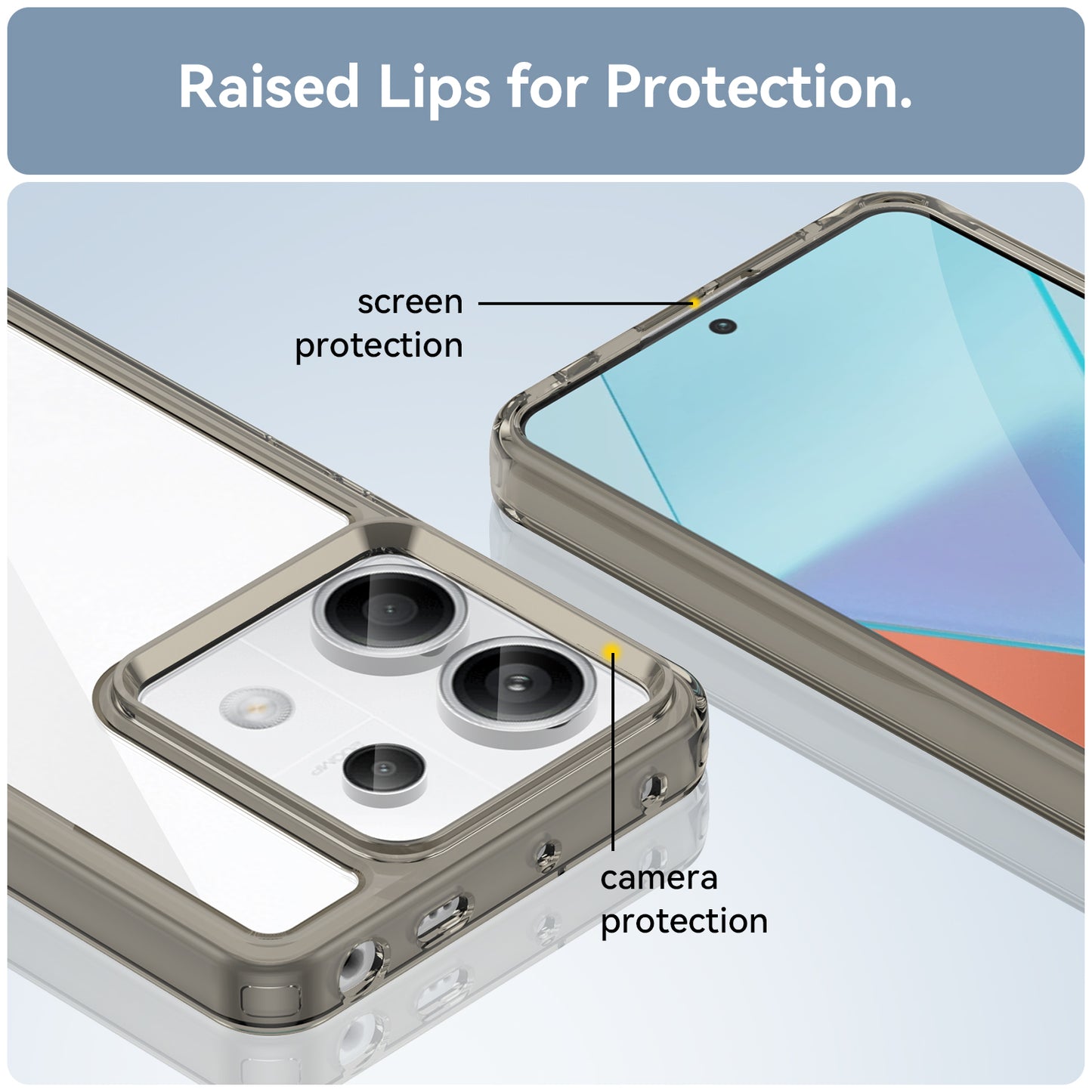 For Xiaomi Redmi Note 13 Pro 5G / Poco X6 5G Phone Case TPU+Acrylic Protective Cover - Transparent Grey