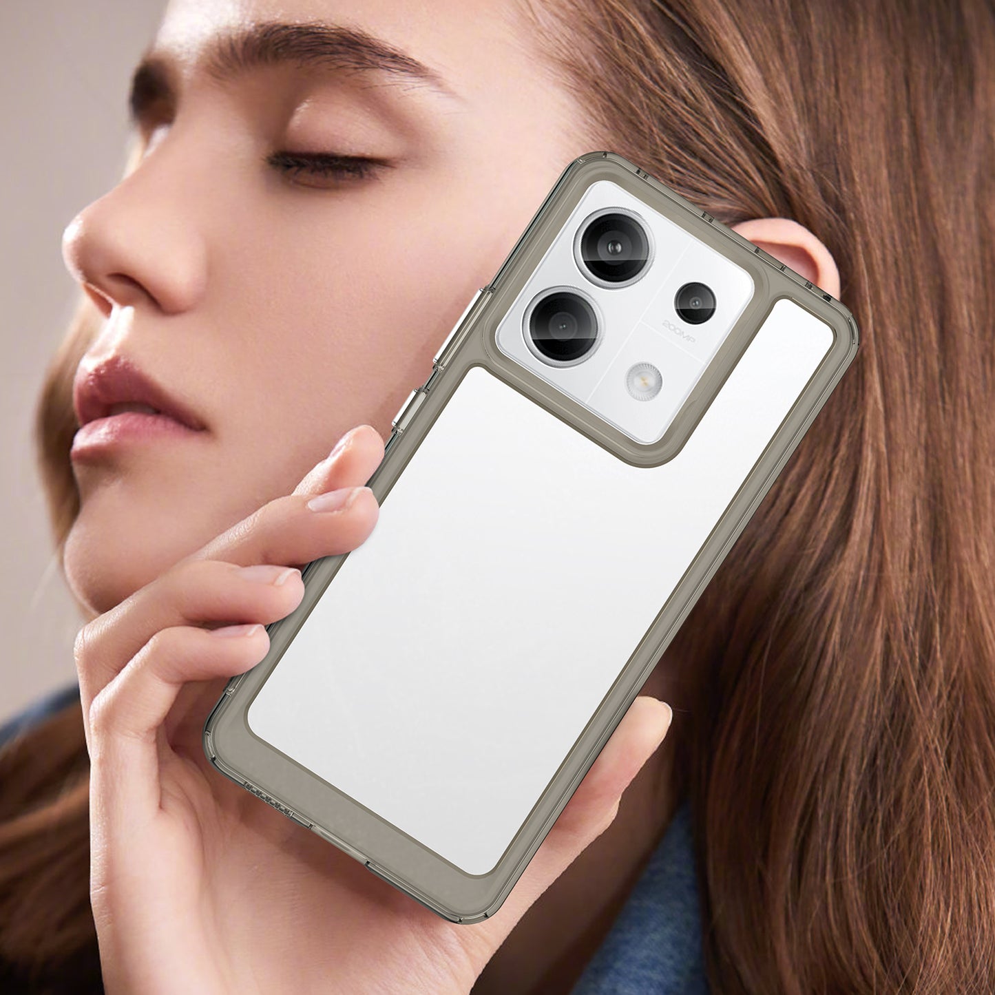 For Xiaomi Redmi Note 13 Pro 5G / Poco X6 5G Phone Case TPU+Acrylic Protective Cover - Transparent Grey