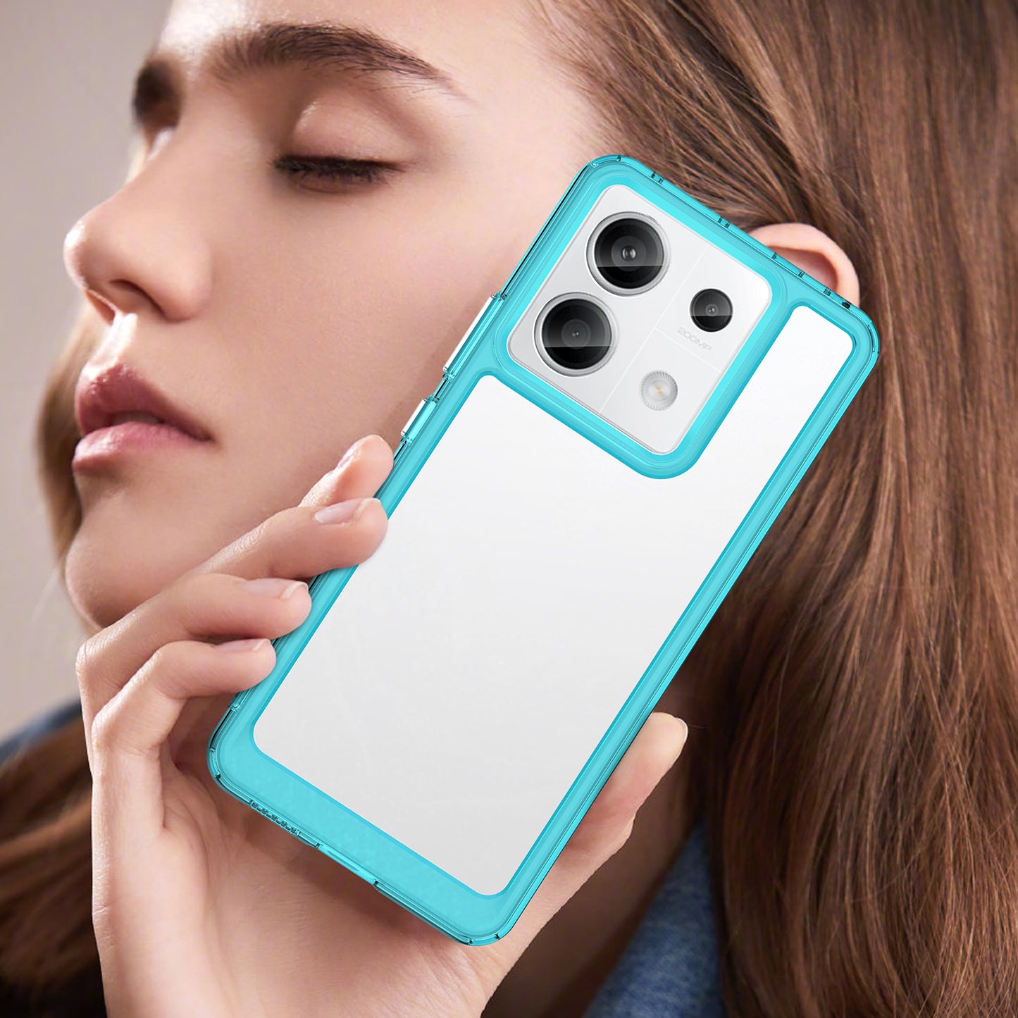 For Xiaomi Redmi Note 13 Pro 5G / Poco X6 5G Phone Case TPU+Acrylic Protective Cover - Transparent Blue