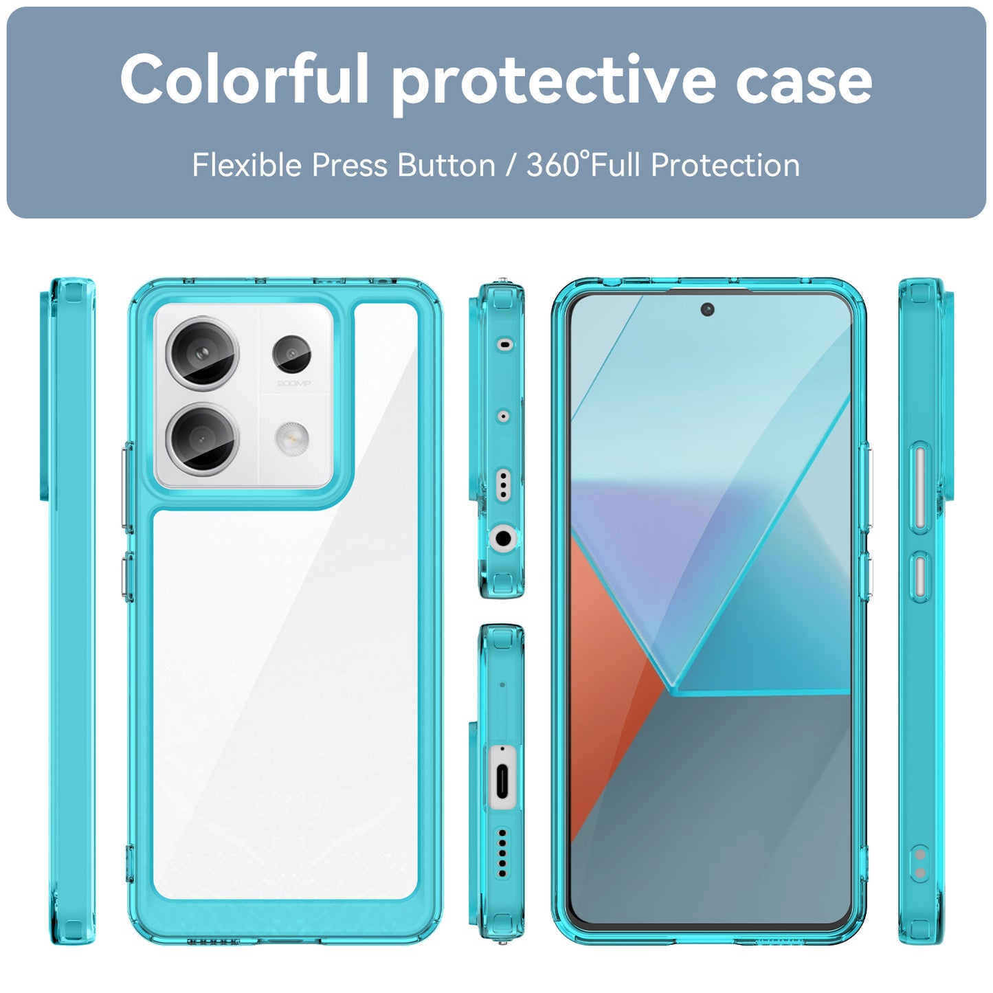 For Xiaomi Redmi Note 13 Pro 5G / Poco X6 5G Phone Case TPU+Acrylic Protective Cover - Transparent Blue