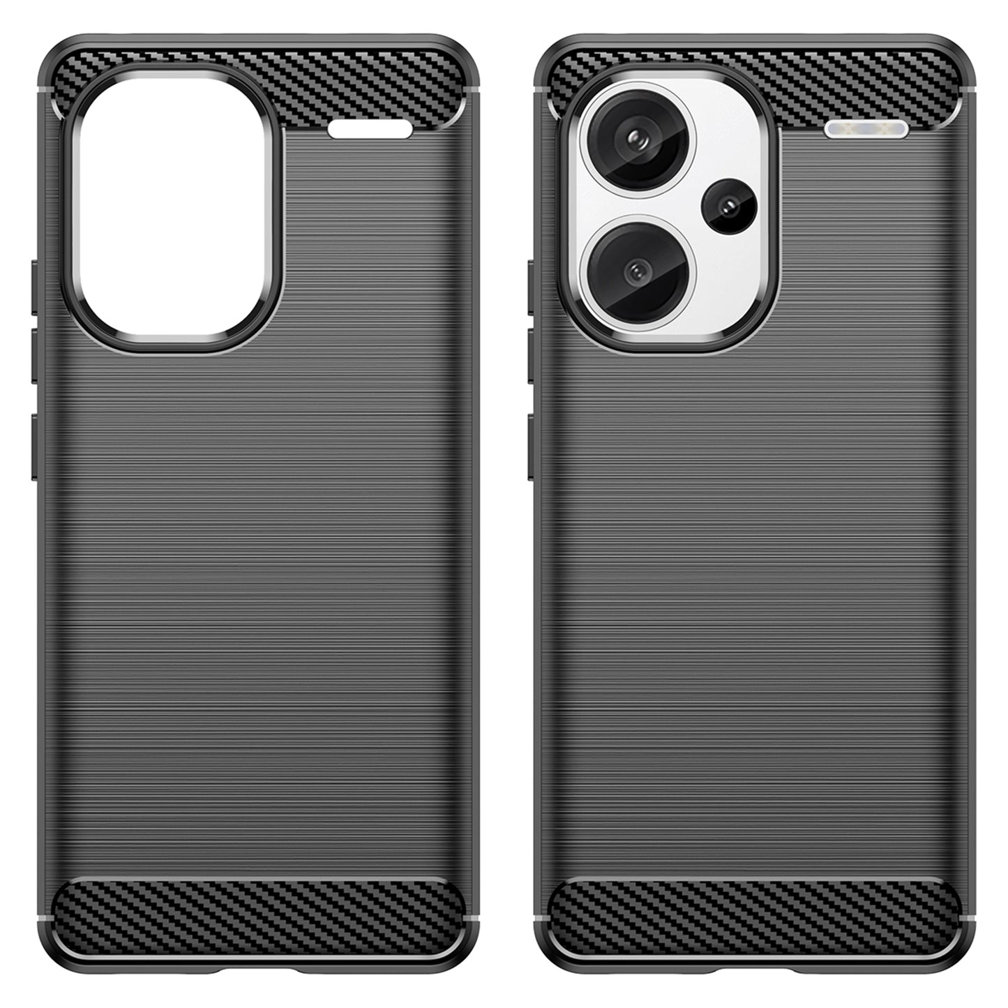 Phone Cover for Xiaomi Redmi Note 13 Pro+ 5G Case TPU Carbon Fiber Texture Phone Shell - Black