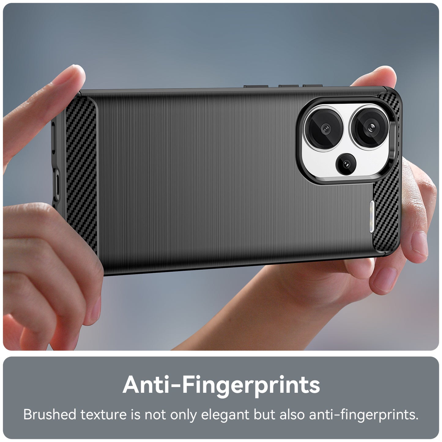 Phone Cover for Xiaomi Redmi Note 13 Pro+ 5G Case TPU Carbon Fiber Texture Phone Shell - Black