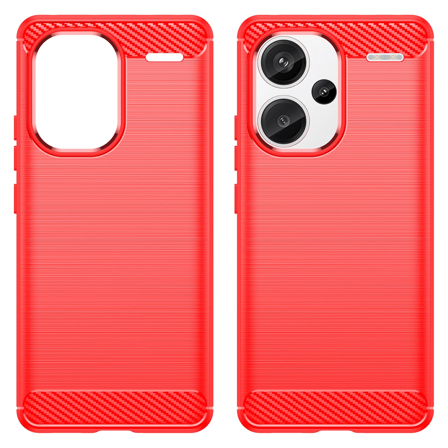 Phone Cover for Xiaomi Redmi Note 13 Pro+ 5G Case TPU Carbon Fiber Texture Phone Shell - Red