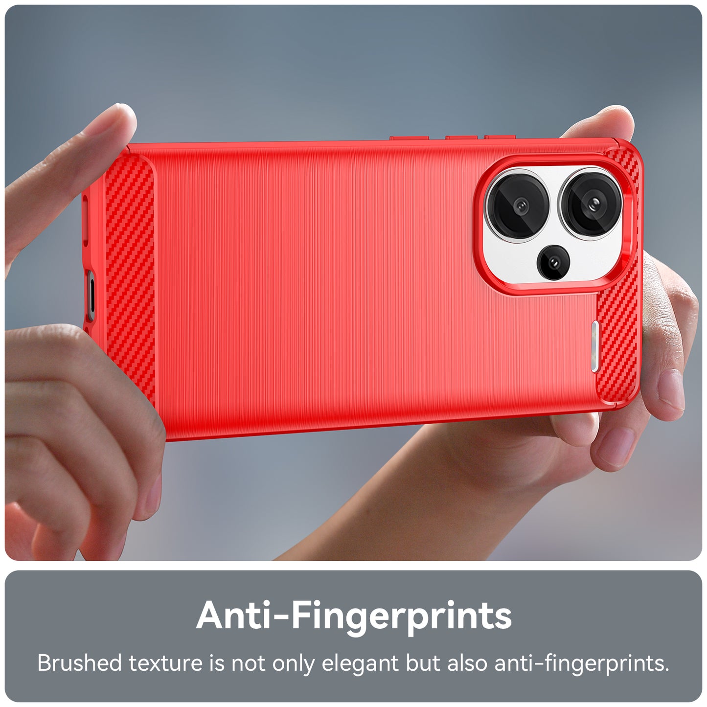 Phone Cover for Xiaomi Redmi Note 13 Pro+ 5G Case TPU Carbon Fiber Texture Phone Shell - Red