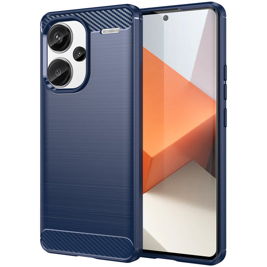 Phone Cover for Xiaomi Redmi Note 13 Pro+ 5G Case TPU Carbon Fiber Texture Phone Shell - Blue
