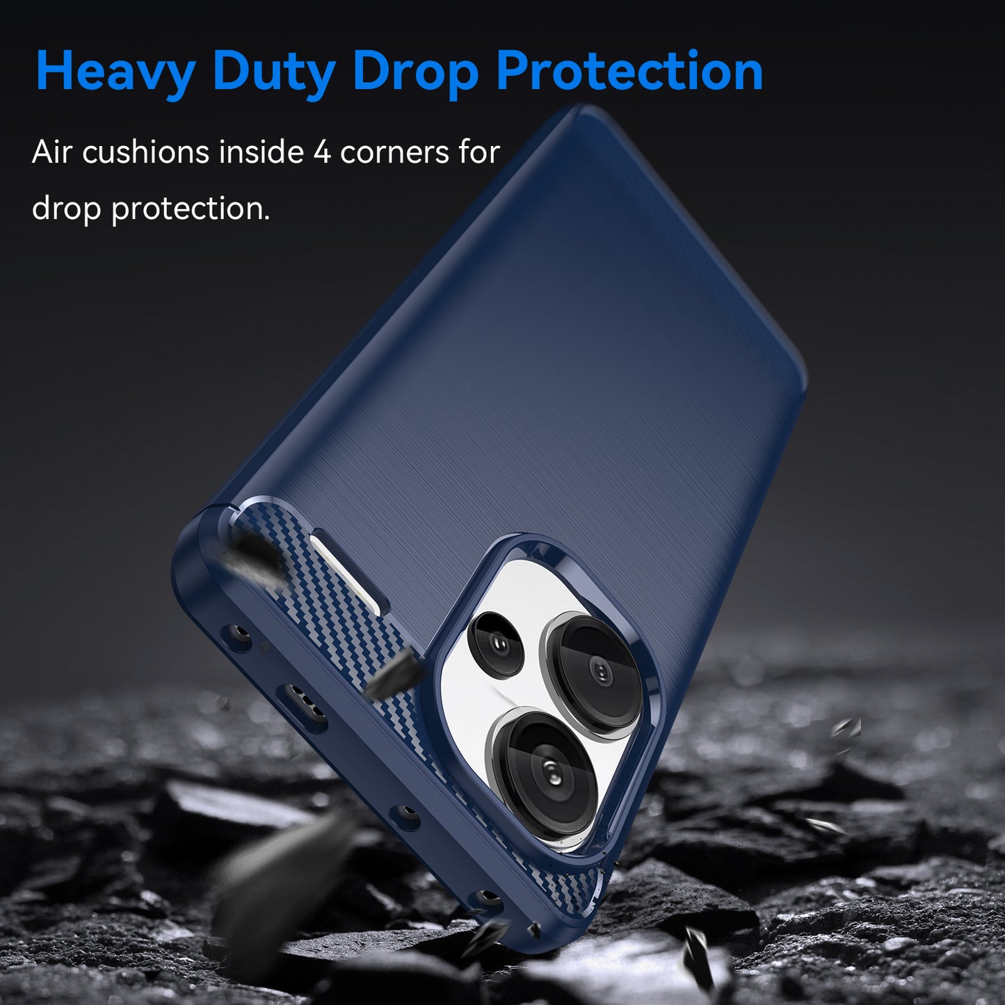 Phone Cover for Xiaomi Redmi Note 13 Pro+ 5G Case TPU Carbon Fiber Texture Phone Shell - Blue