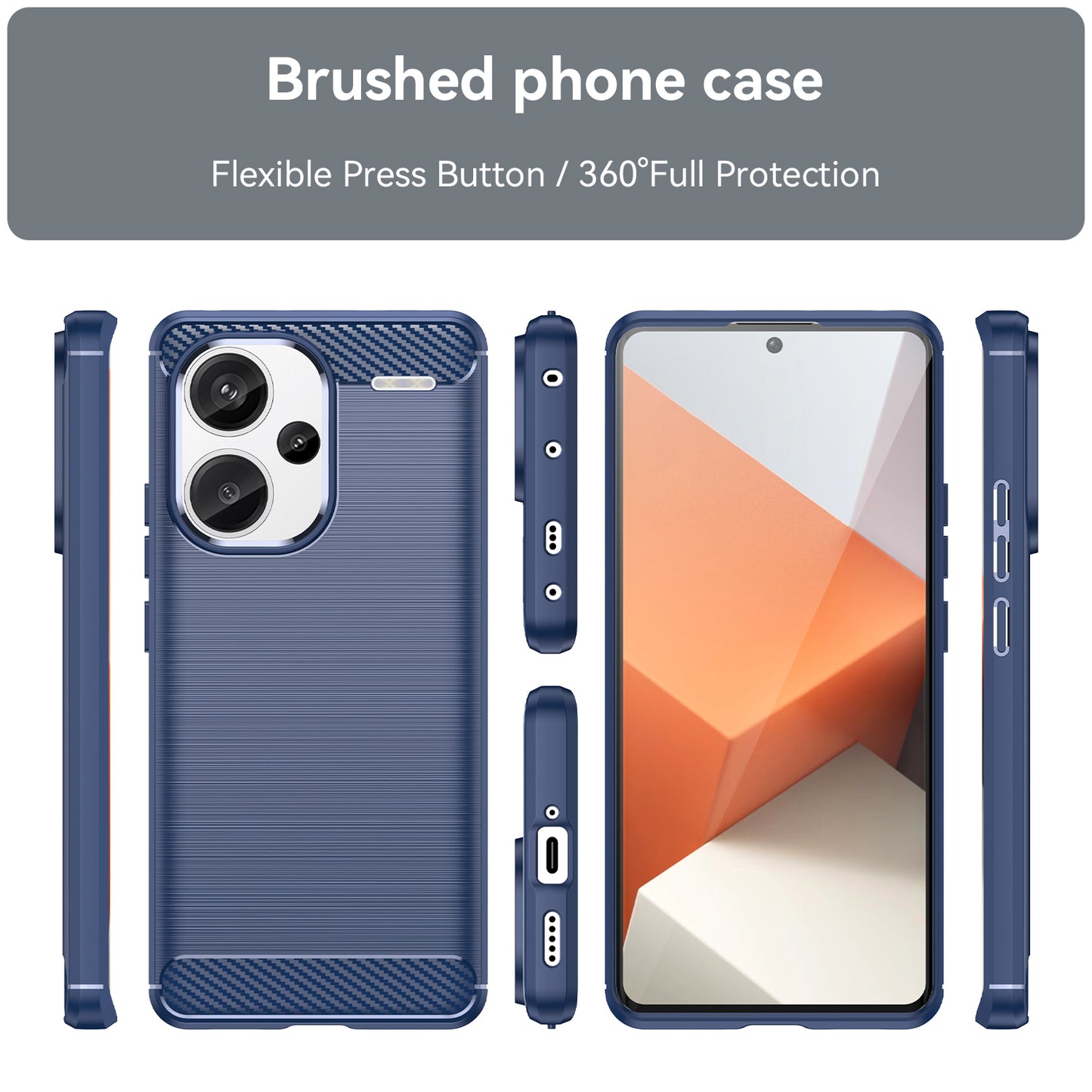 Phone Cover for Xiaomi Redmi Note 13 Pro+ 5G Case TPU Carbon Fiber Texture Phone Shell - Blue