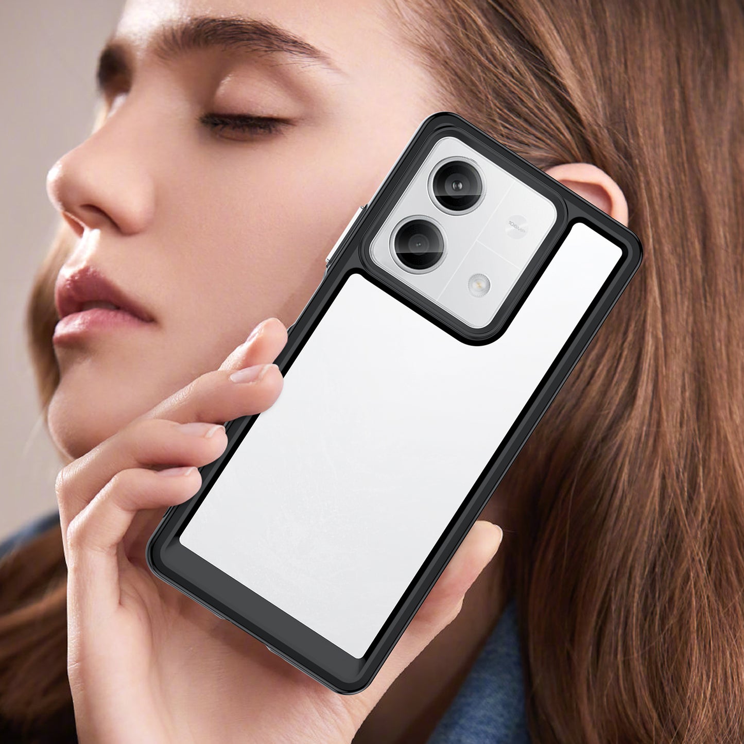 For Xiaomi Redmi Note 13 5G Phone Case Colorful TPU Frame+Acrylic Clear Back - Black
