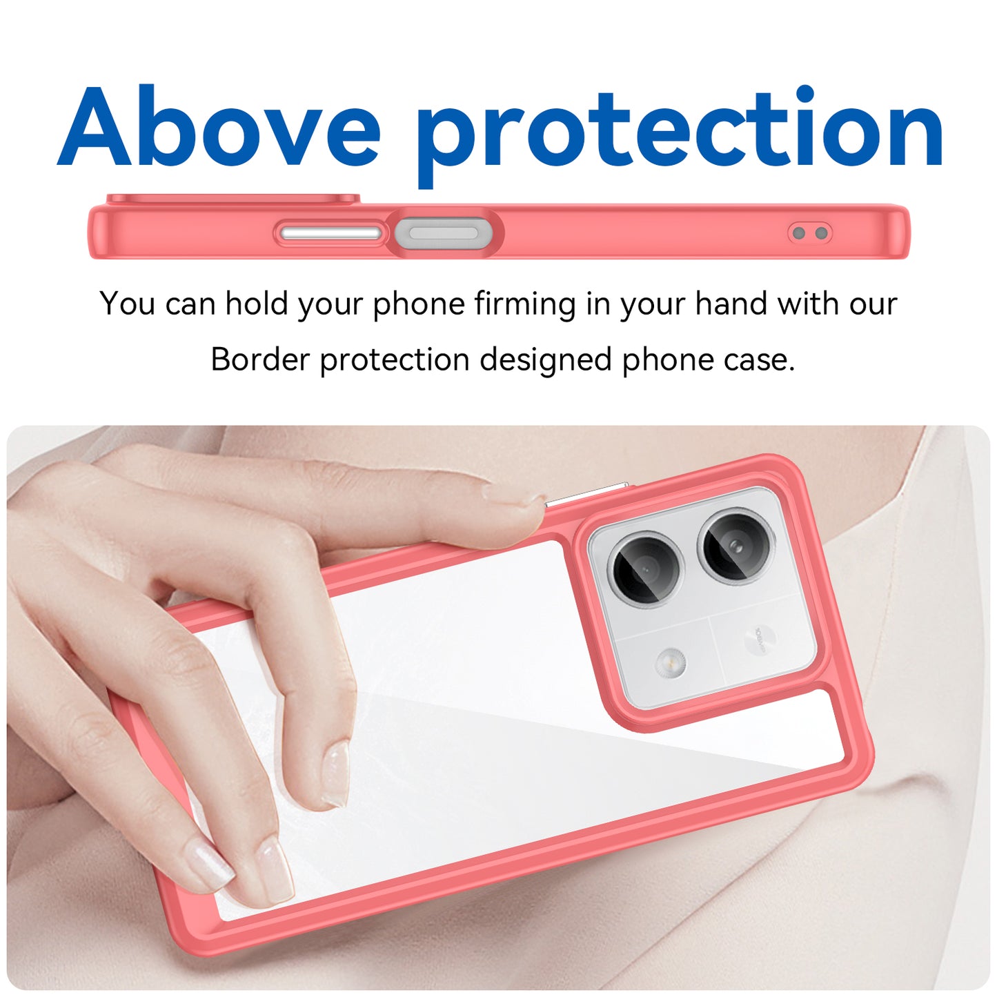 For Xiaomi Redmi Note 13 5G Phone Case Colorful TPU Frame+Acrylic Clear Back - Red