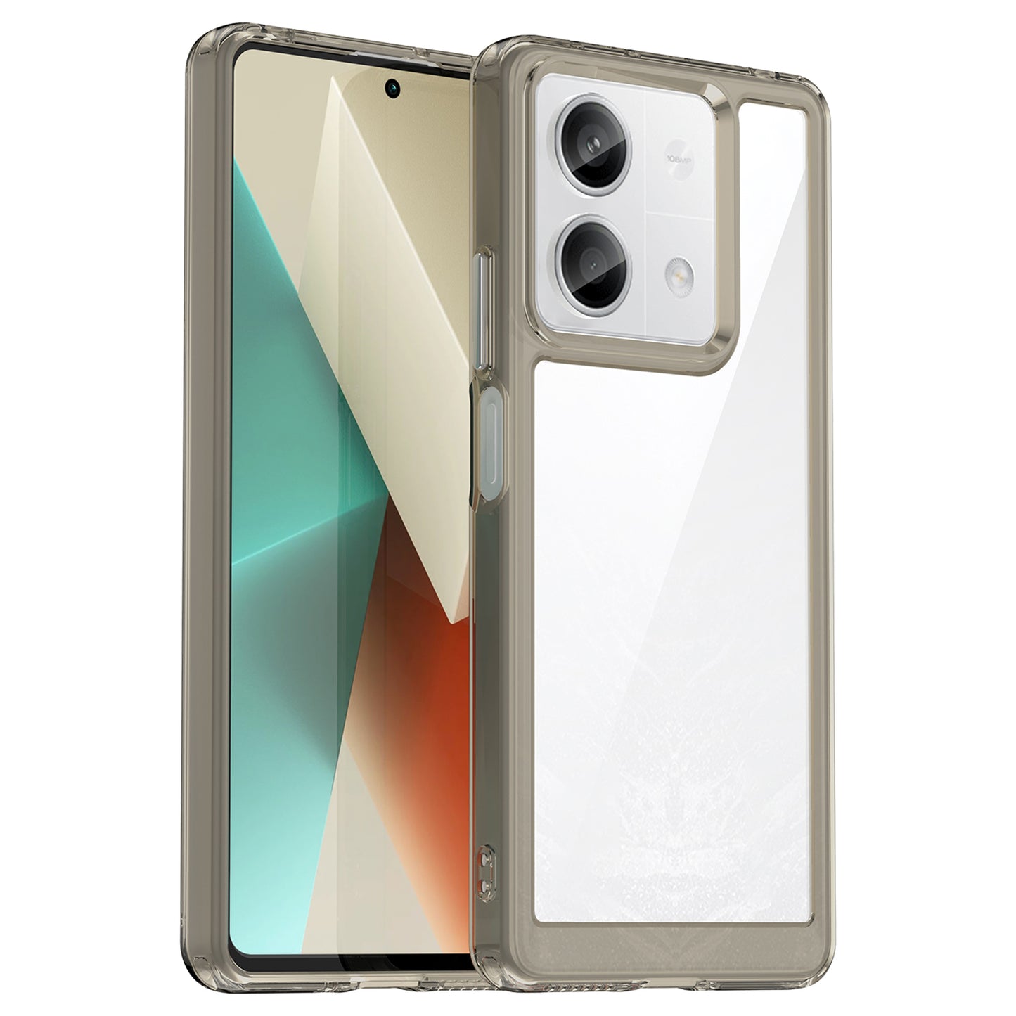 For Xiaomi Redmi Note 13 5G Phone Case Colorful TPU Frame+Acrylic Clear Back - Transparent Grey