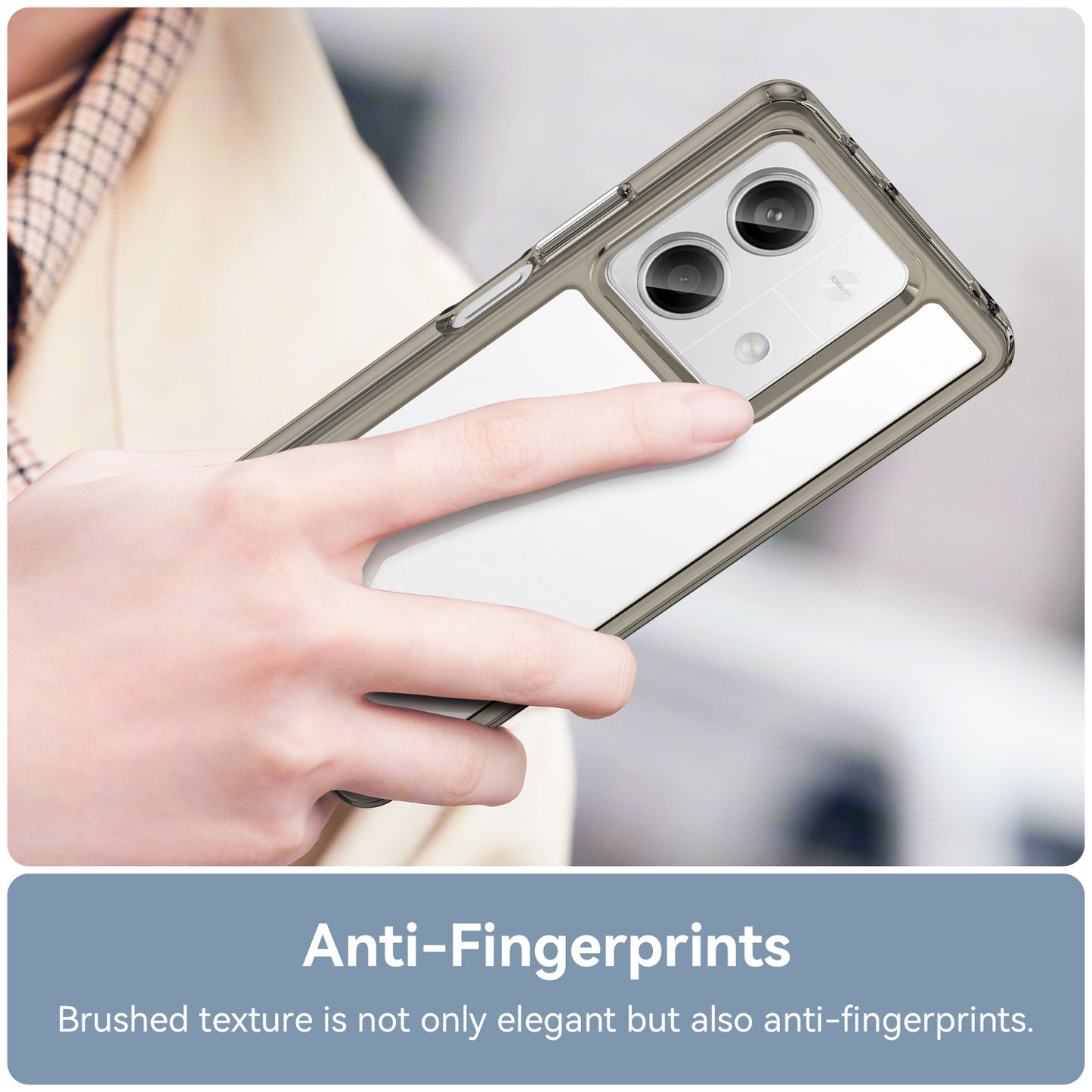 For Xiaomi Redmi Note 13 5G Phone Case Colorful TPU Frame+Acrylic Clear Back - Transparent Grey